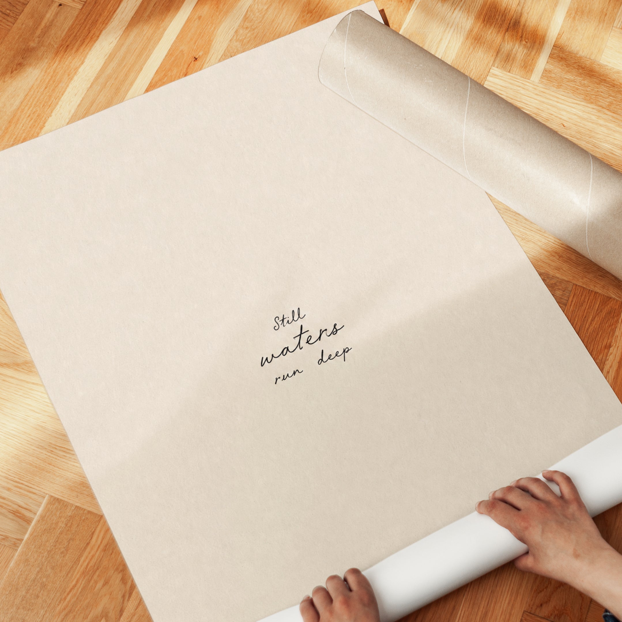 Still Waters Run Deep Print: Minimalist Beige Typography Art - detail