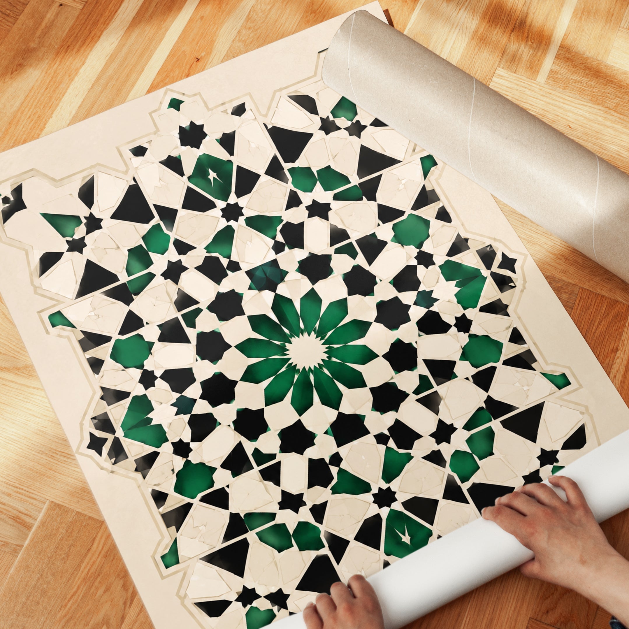 Islamic Geometric Wall Art – Moroccan Tile Print - detail