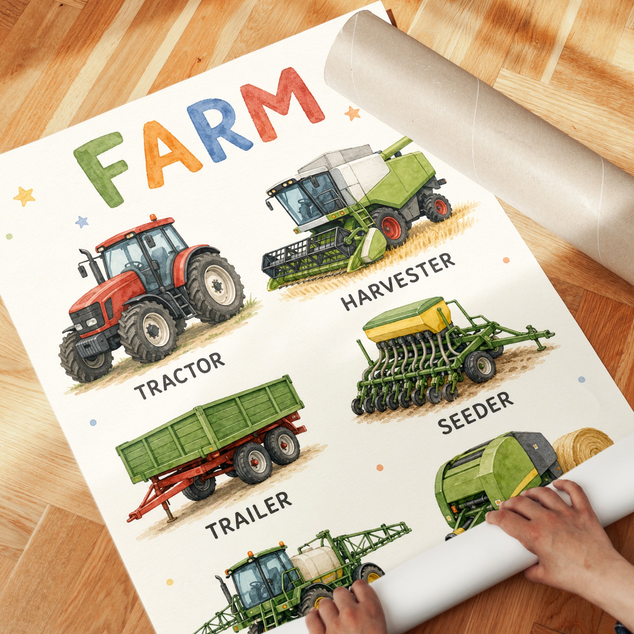Farm Vehicle Educational Print - detail