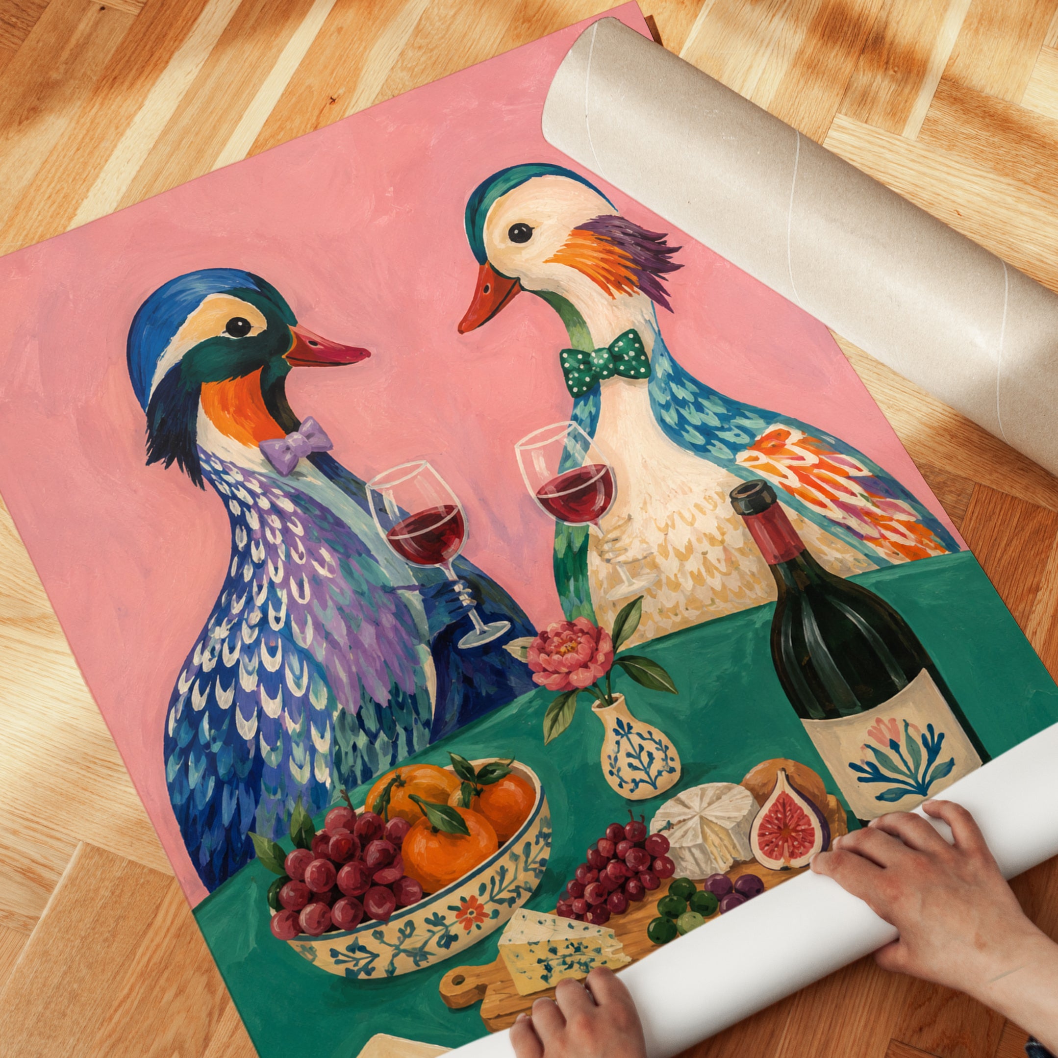 Duck Wall Art – Whimsical Animal Print - detail