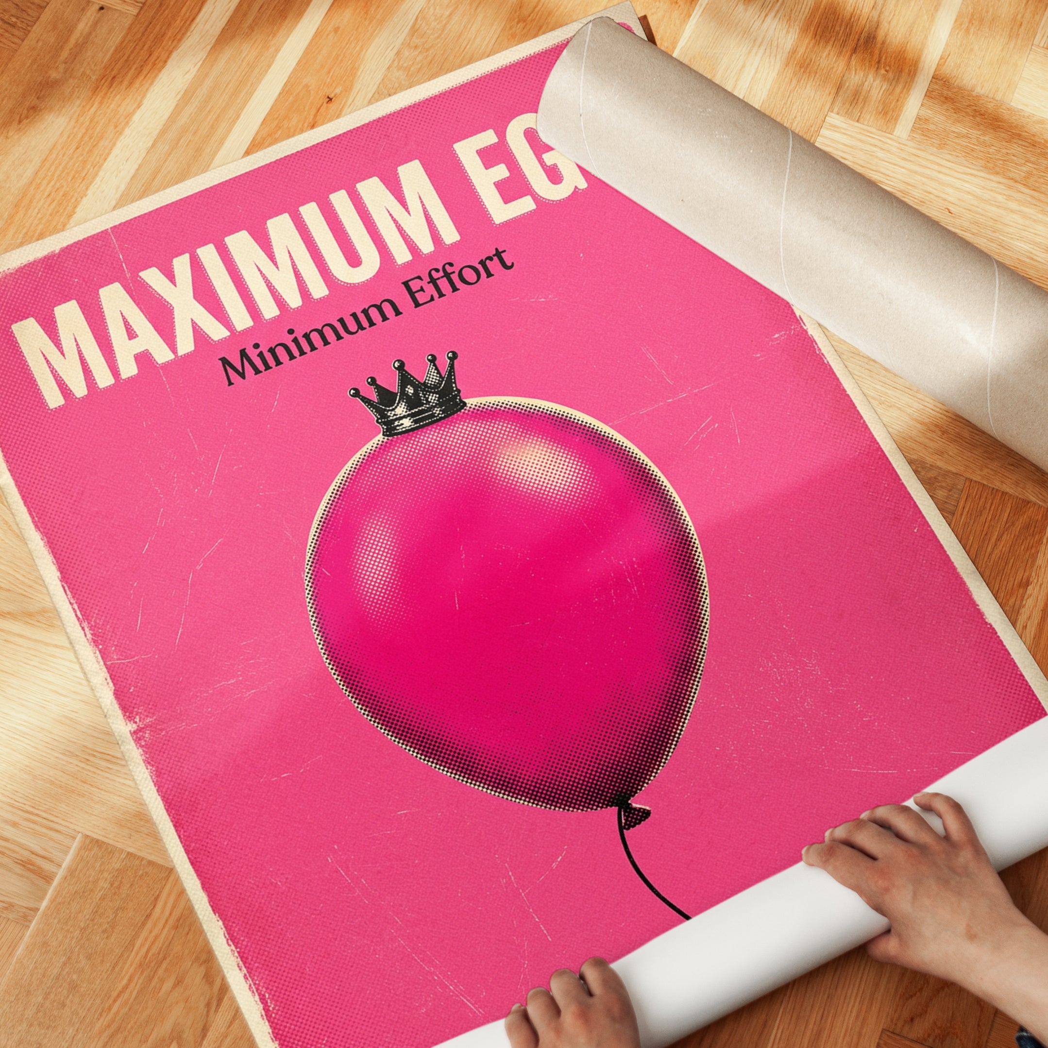 Retro Pop Art Balloon Print – Crowned Pink Balloon - detail
