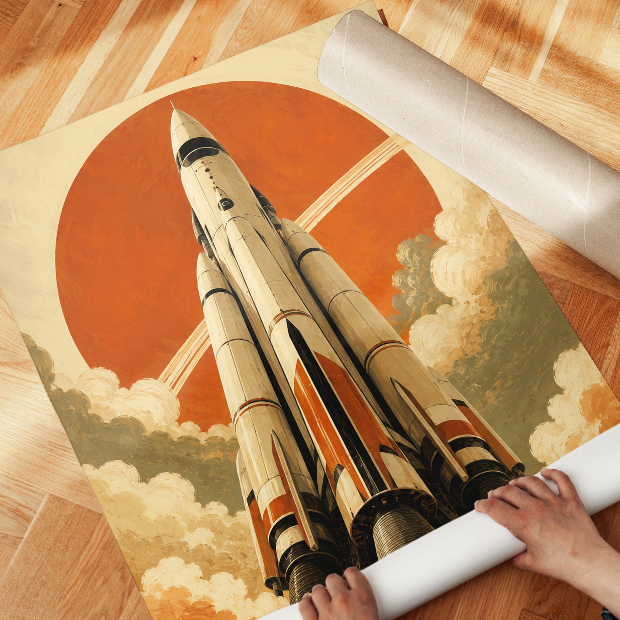 Vintage Rocket Poster – Space Wall Art - detail