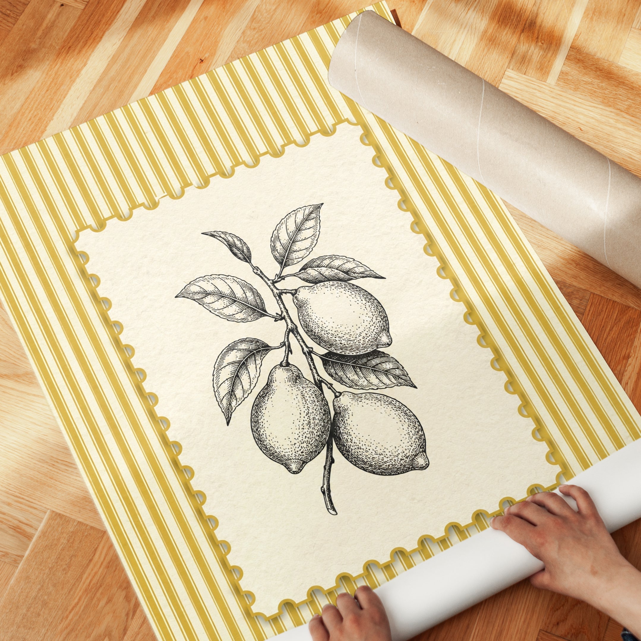 Lemon Kitchen Wall Art – Botanical Fruit Print - detail