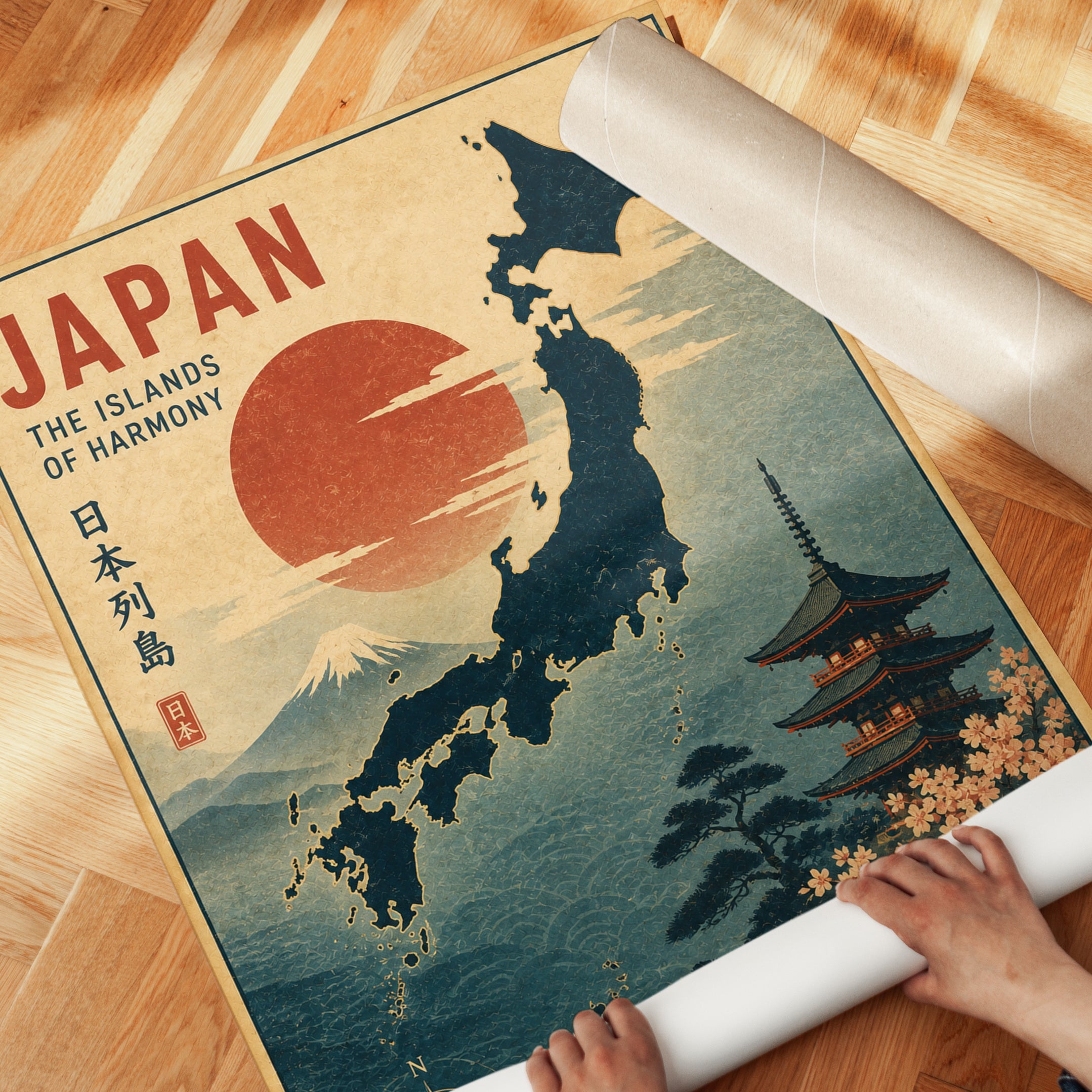 Japan Travel Poster – Vintage Japanese Wall Art - detail