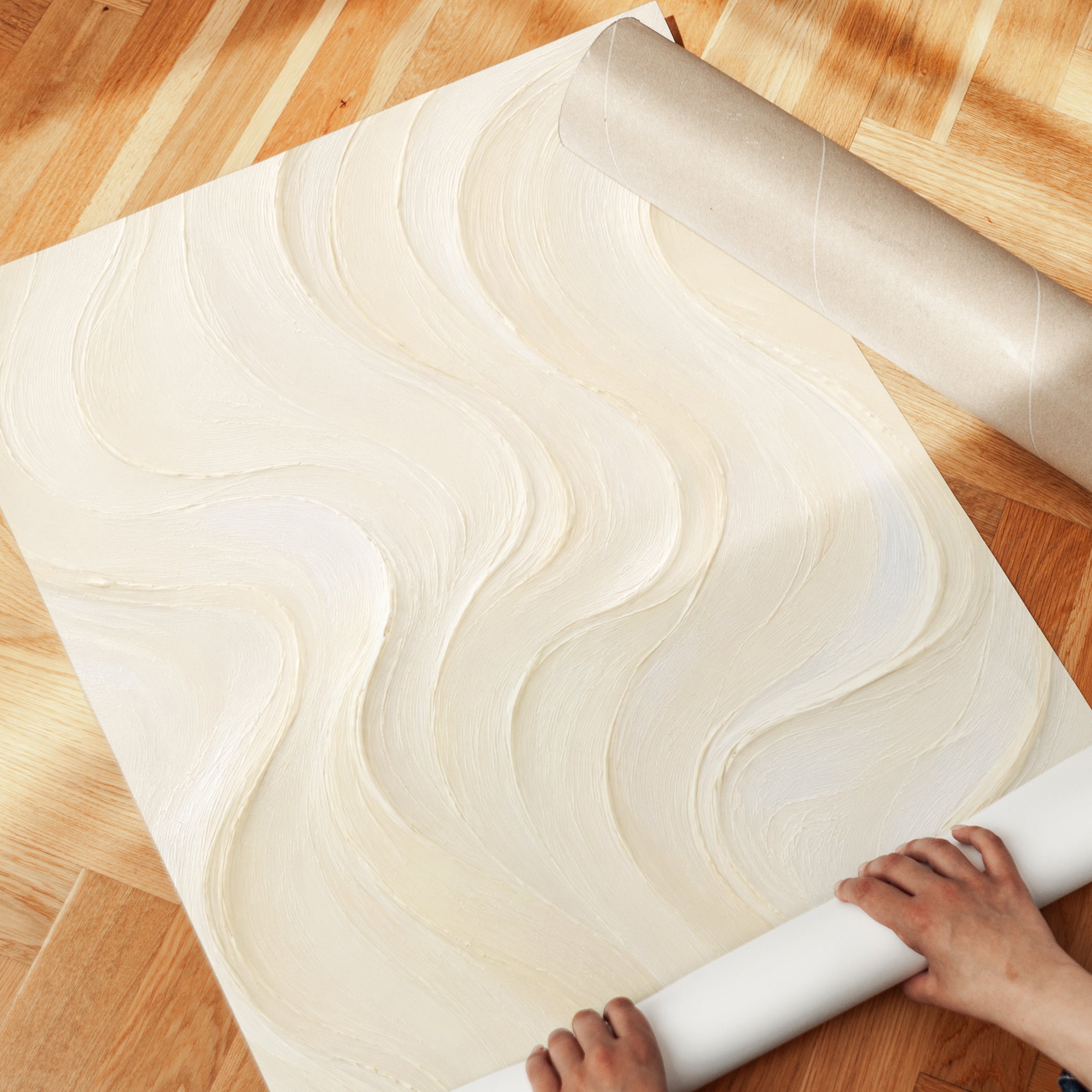 Neutral Abstract Wall Art – Beige Swirl Print - detail