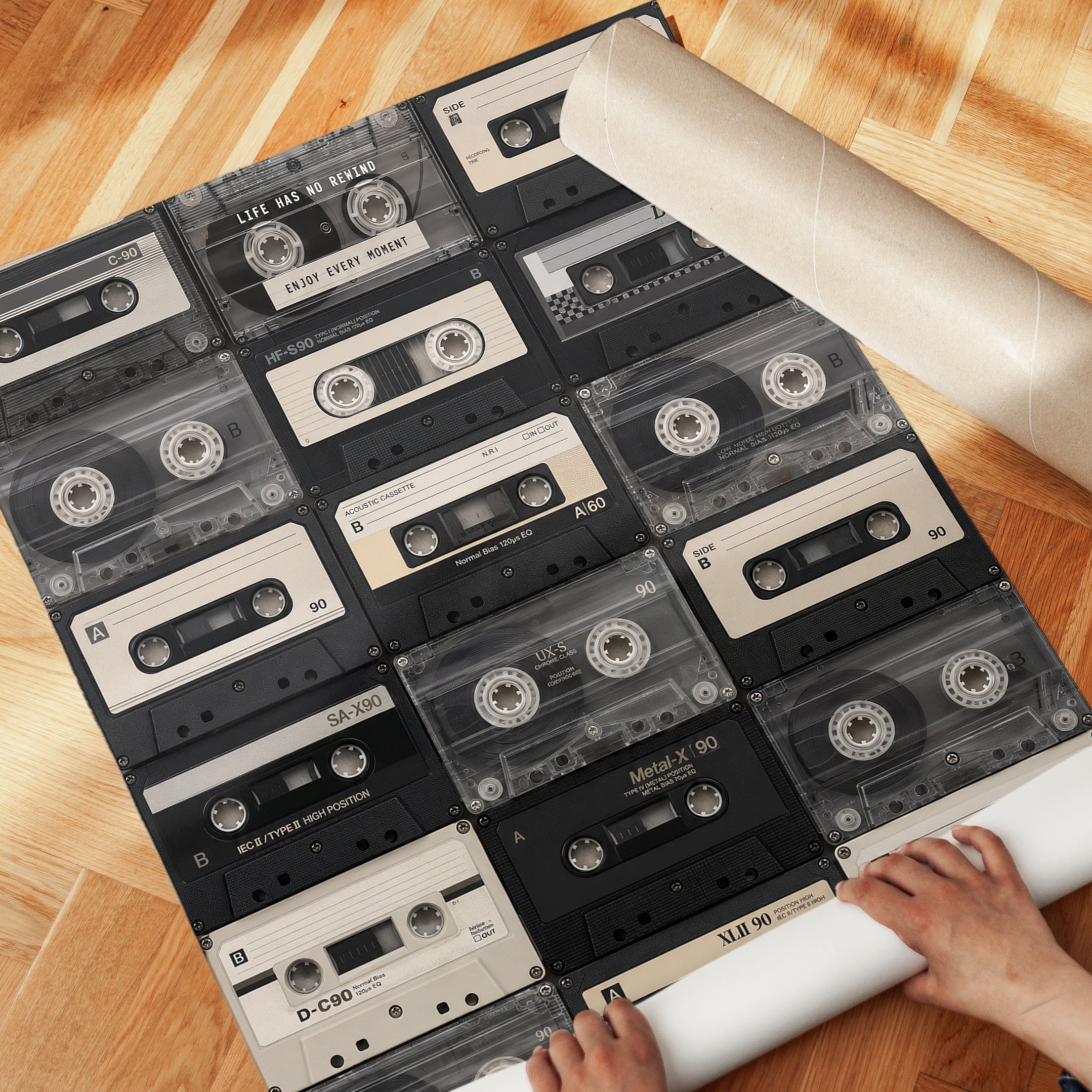 Cassette Tape Collage Print: Retro Music Art (1980s & 1990s Style) - detail