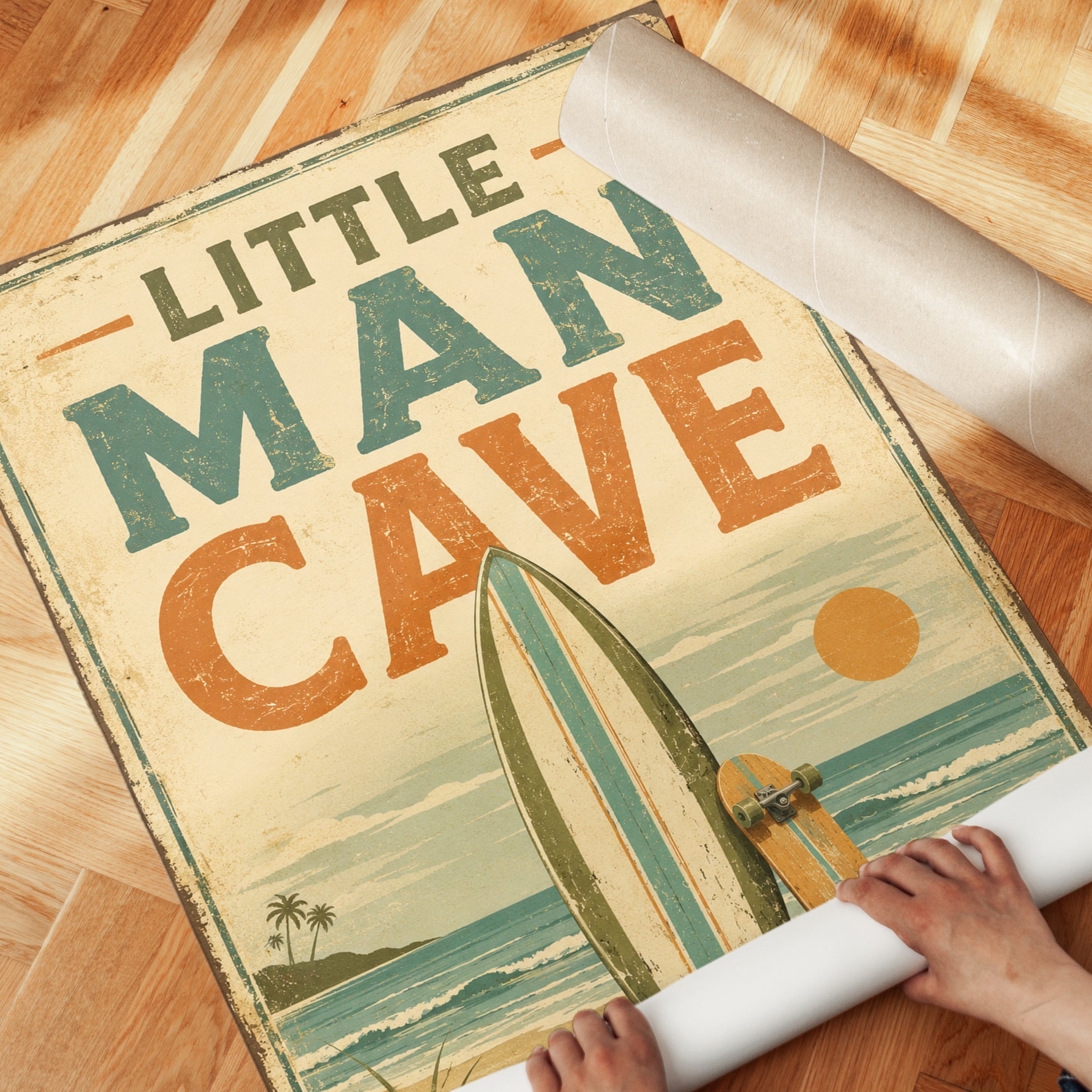 Man Cave Wall Art – Surfboard Poster - detail