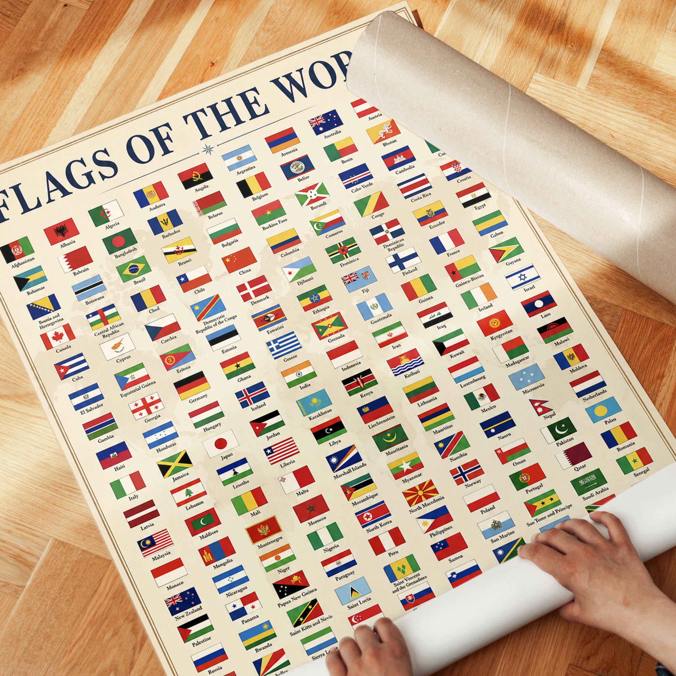 Flags of the World Poster: Vintage Educational Reference Chart - detail
