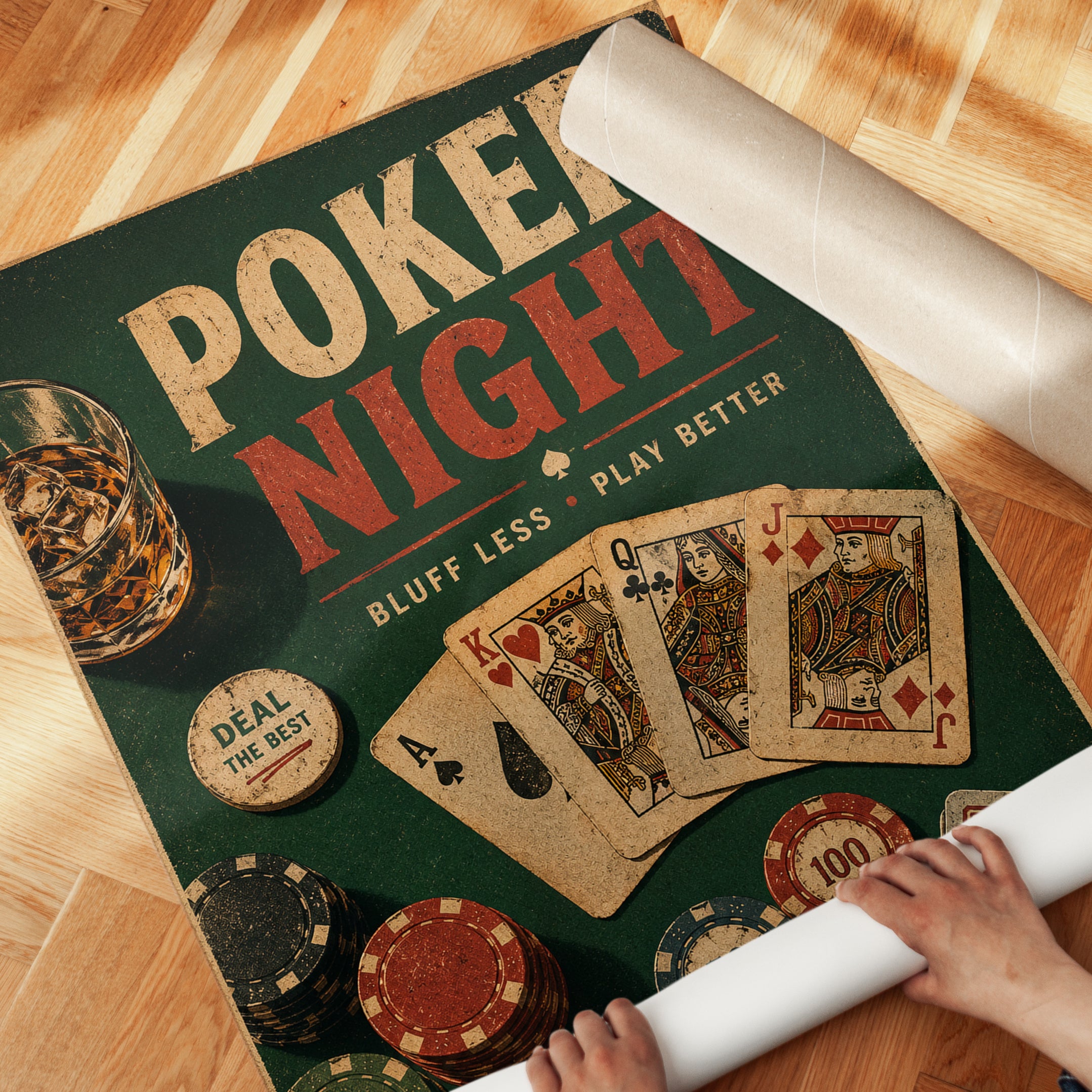 Vintage Poker Night Print – Card Game Wall Art - detail