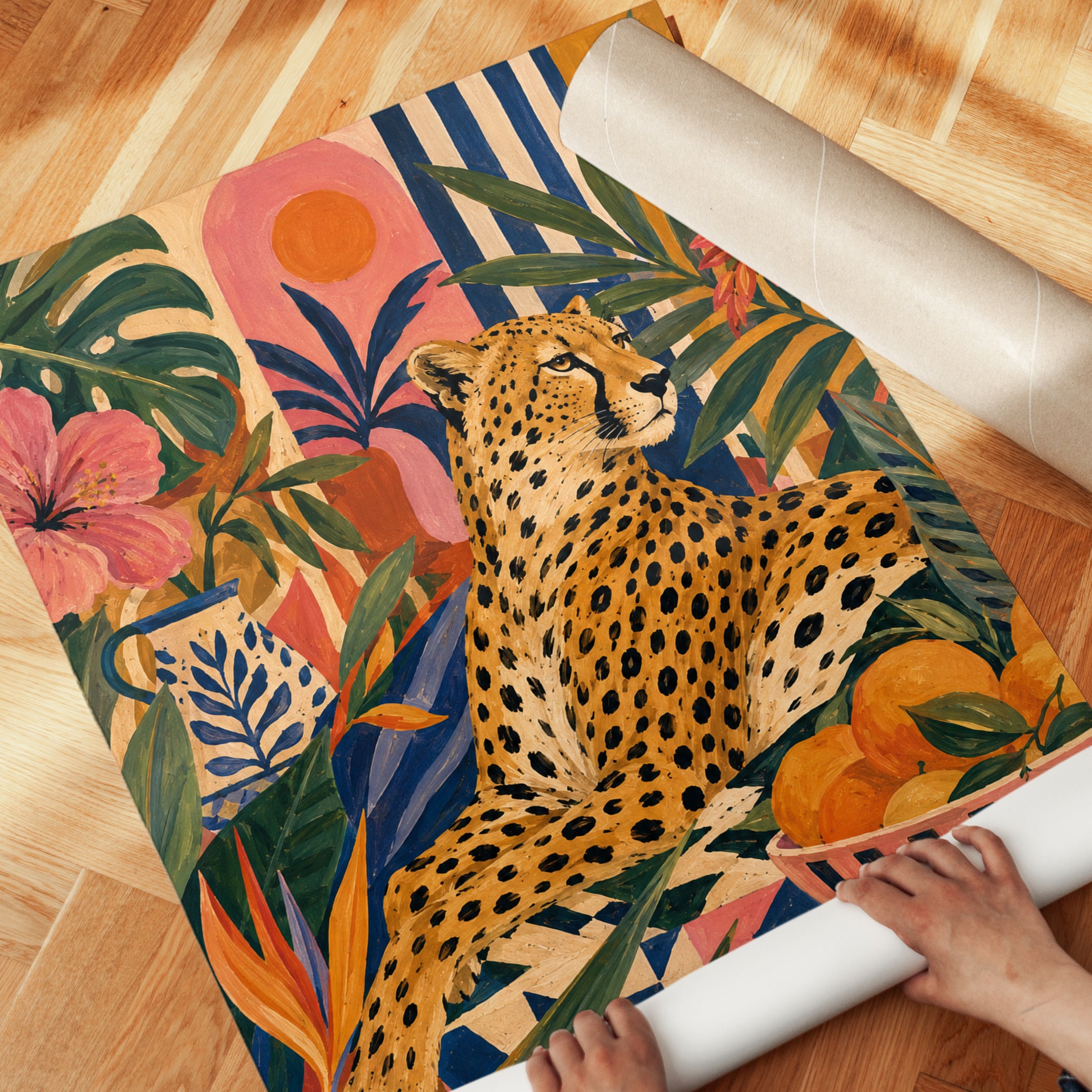 Tropical Leopard Wall Art – Jungle Animal Print - detail
