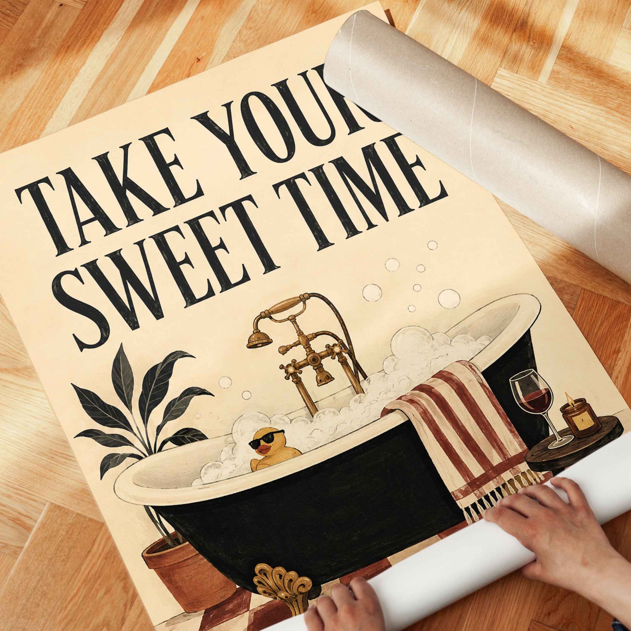 Bathroom Wall Art – Take Your Sweet Time Print - detail