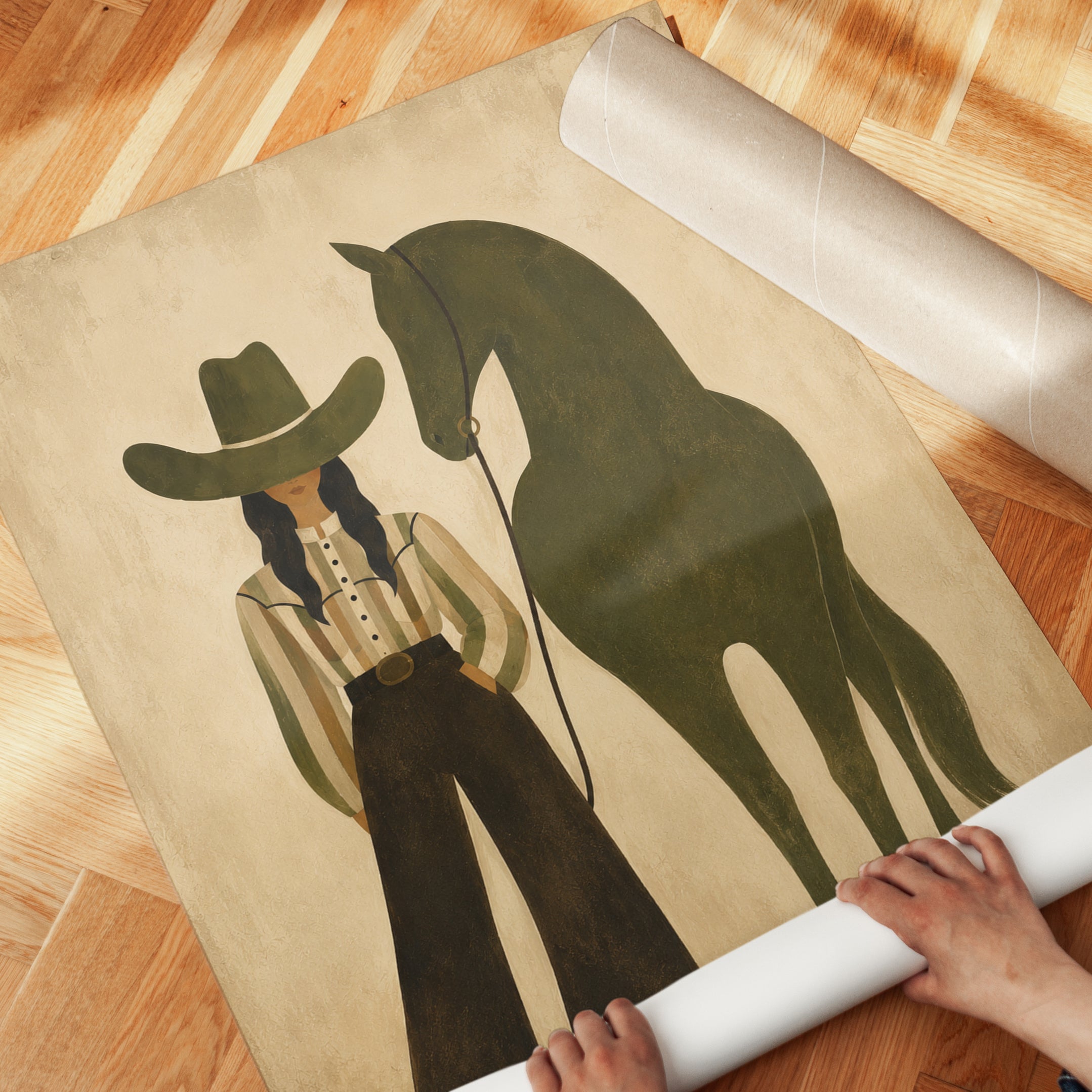 Cowgirl Horse Print – Western Wall Art - detail