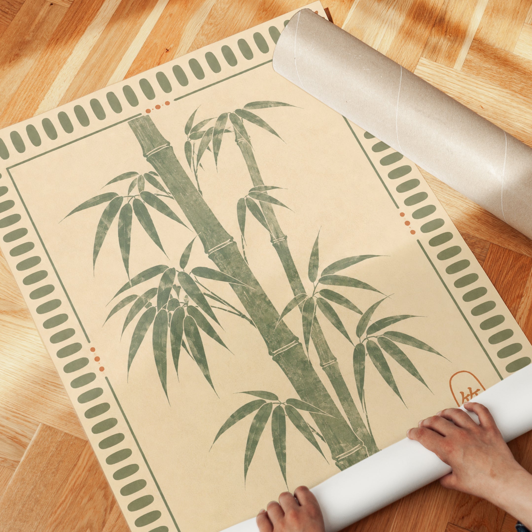 Bamboo Wall Art – Asian Botanical Print - detail
