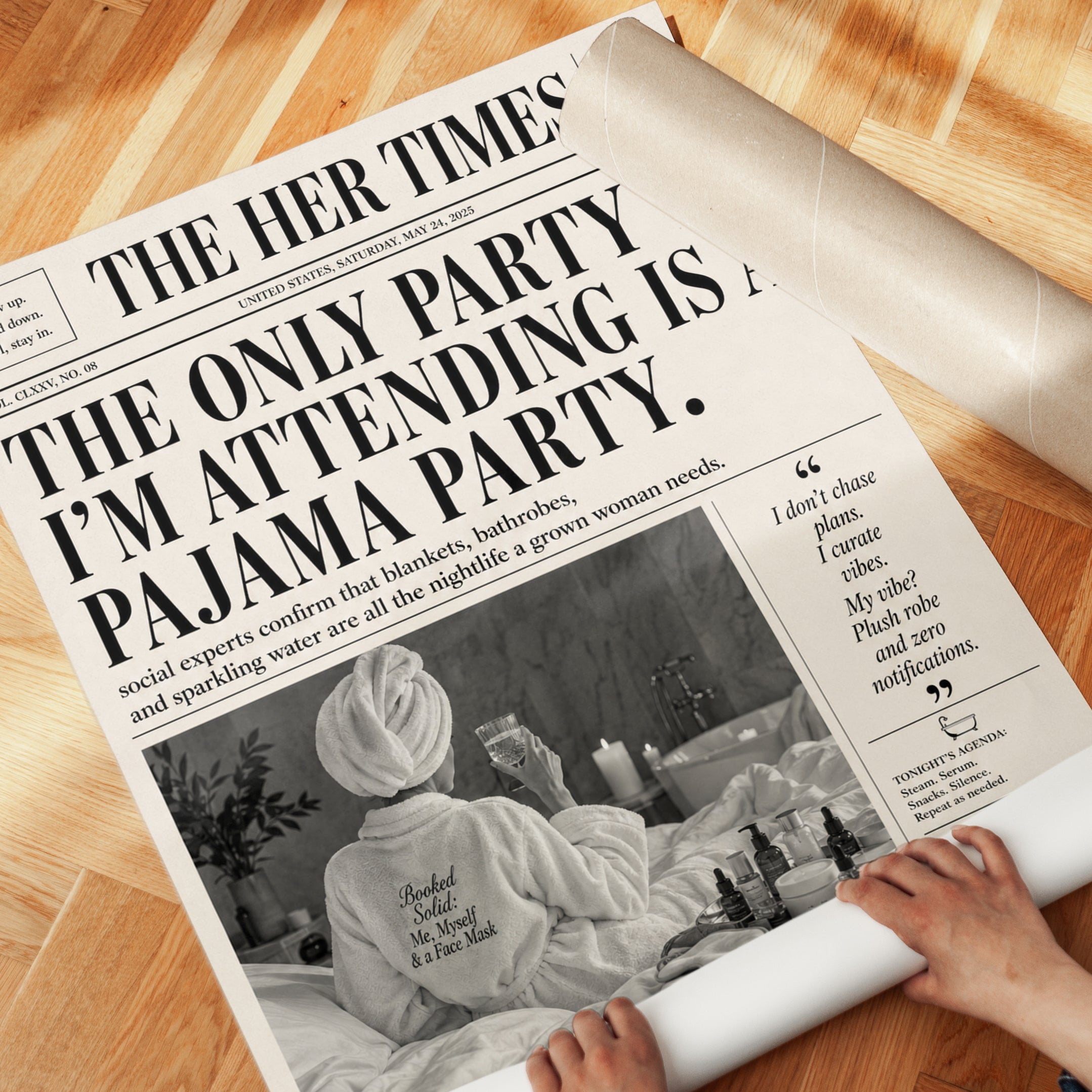 Humorous Wall Art Print: Pajama Party Theme - detail