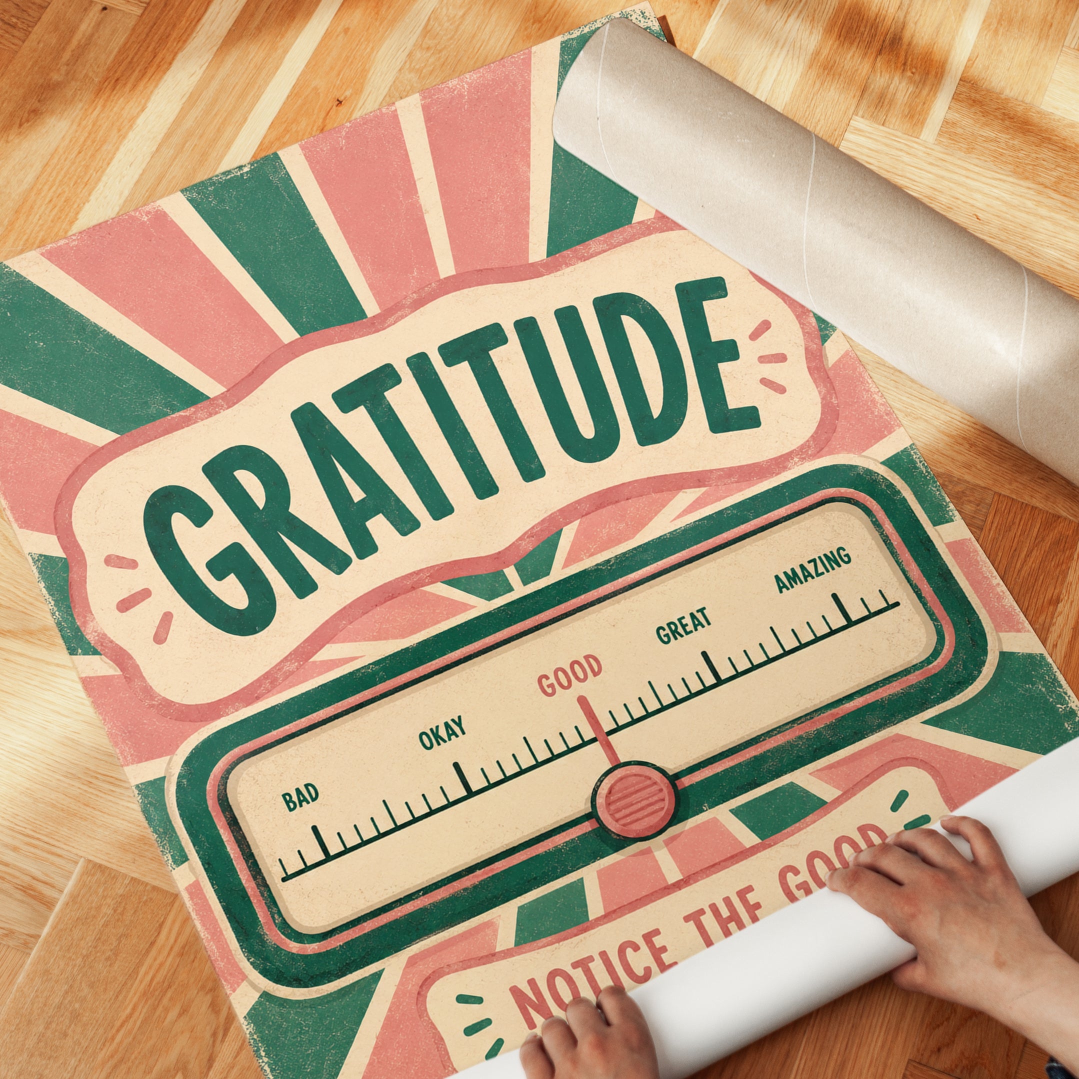 Gratitude Wall Art – Vintage Motivational Print - detail