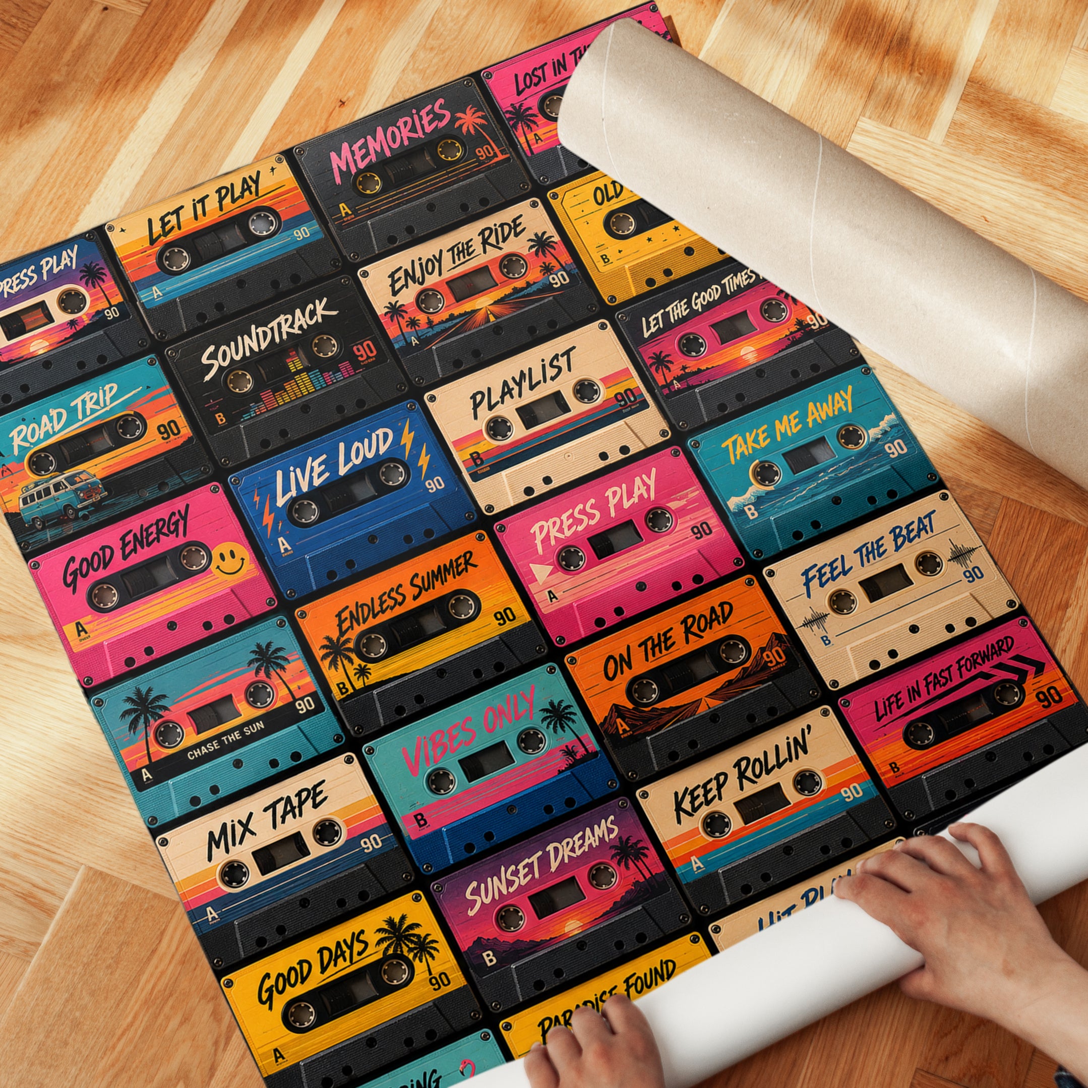 Retro Music Print – Cassette Tapes - detail