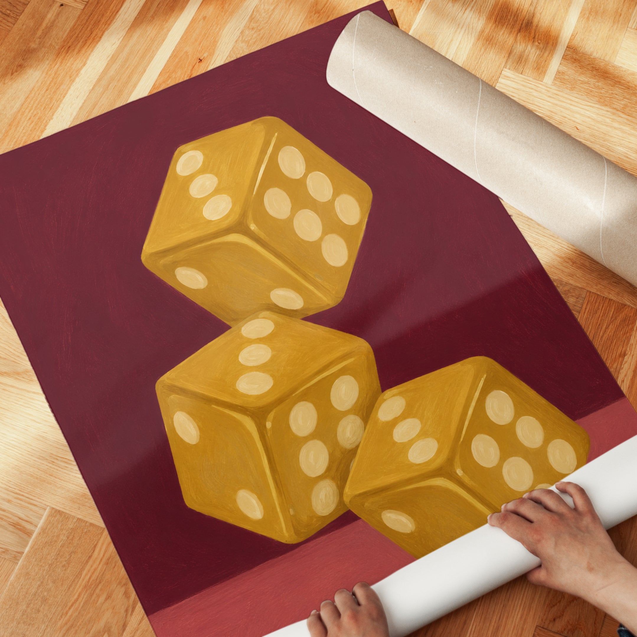 Vintage Golden Dice Print - detail