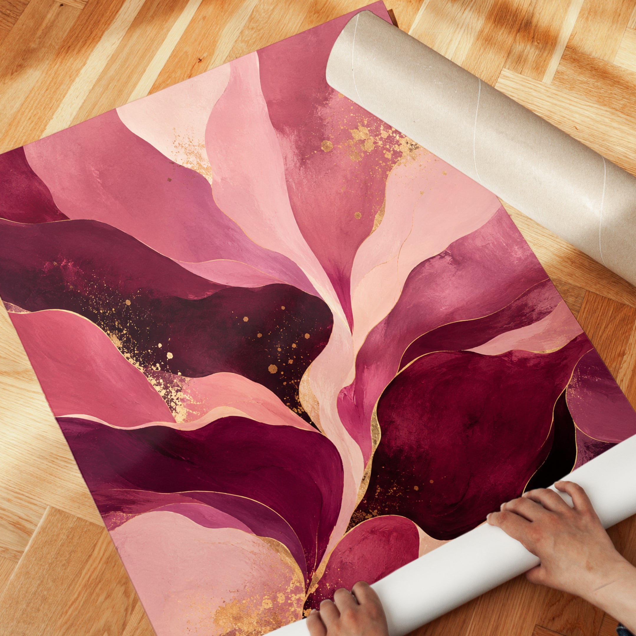 Pink Abstract Wall Art – Floral Watercolor Print - detail