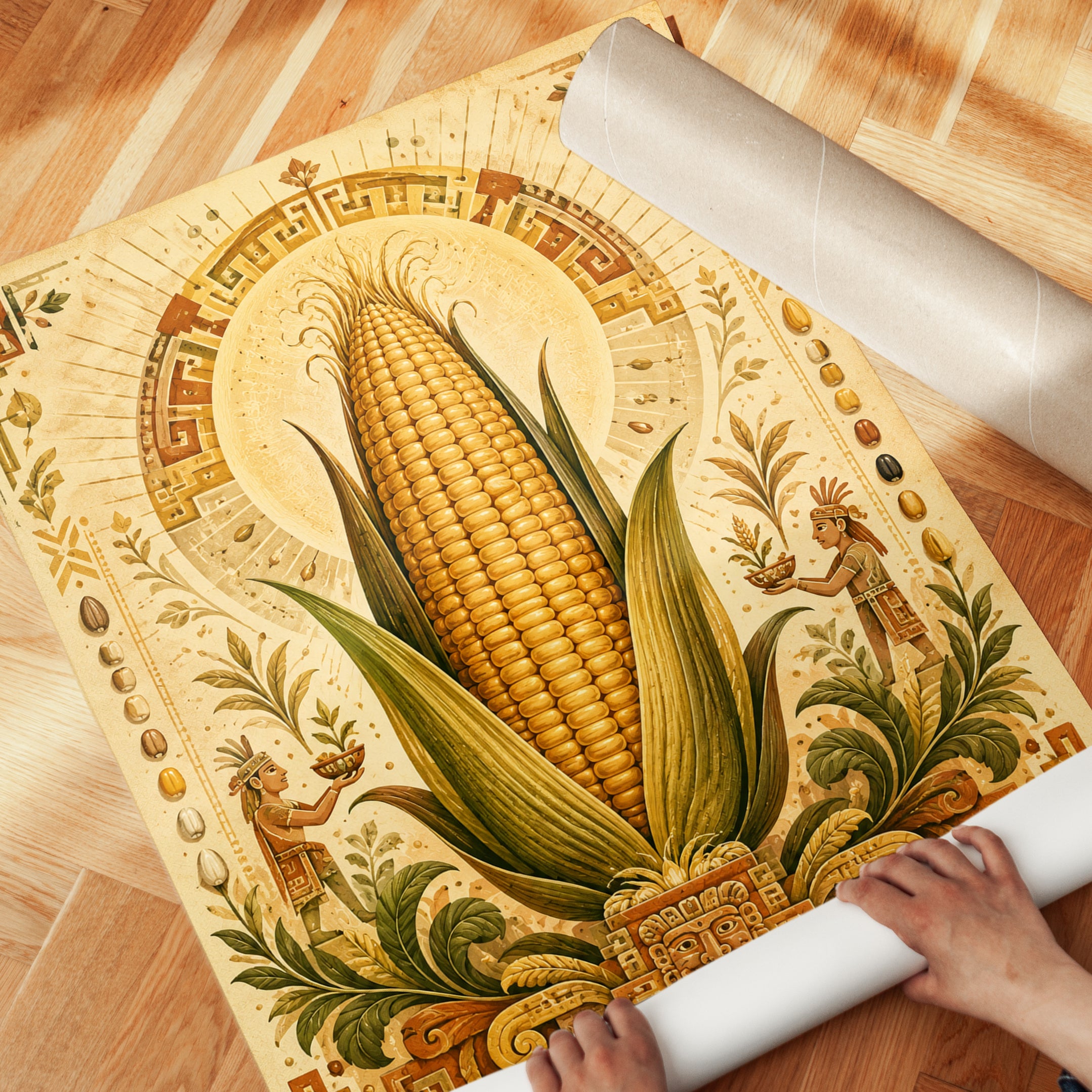 Corn Wall Art – Folk Art Print - detail