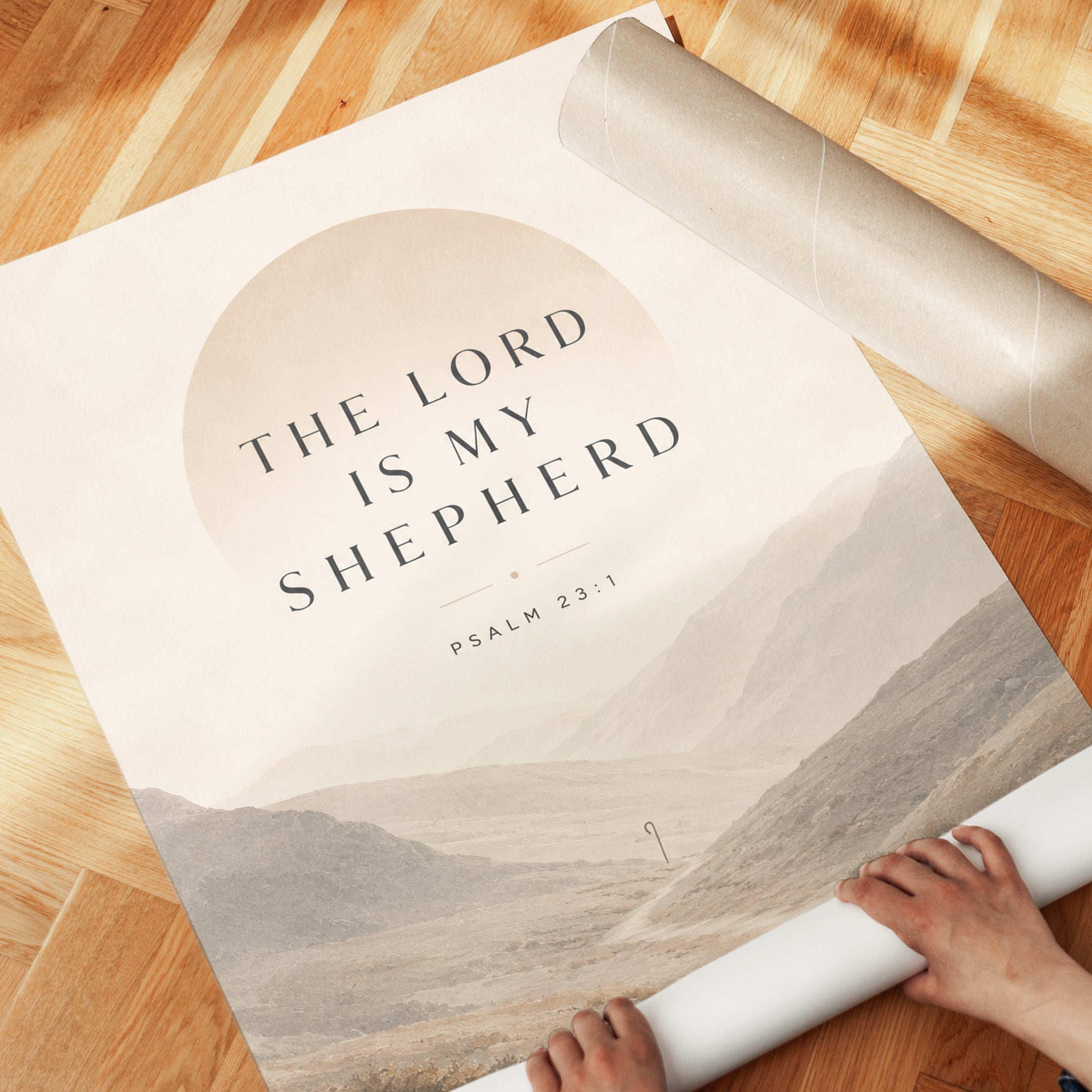 Psalm 23 Wall Art – Christian Scripture Print - detail