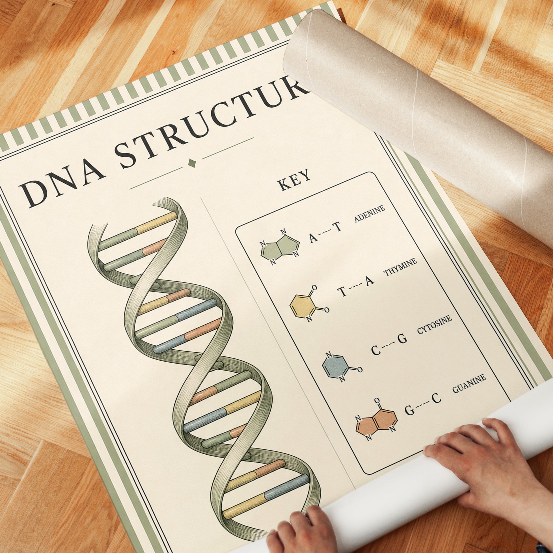 DNA Structure Poster – Science Wall Art - detail