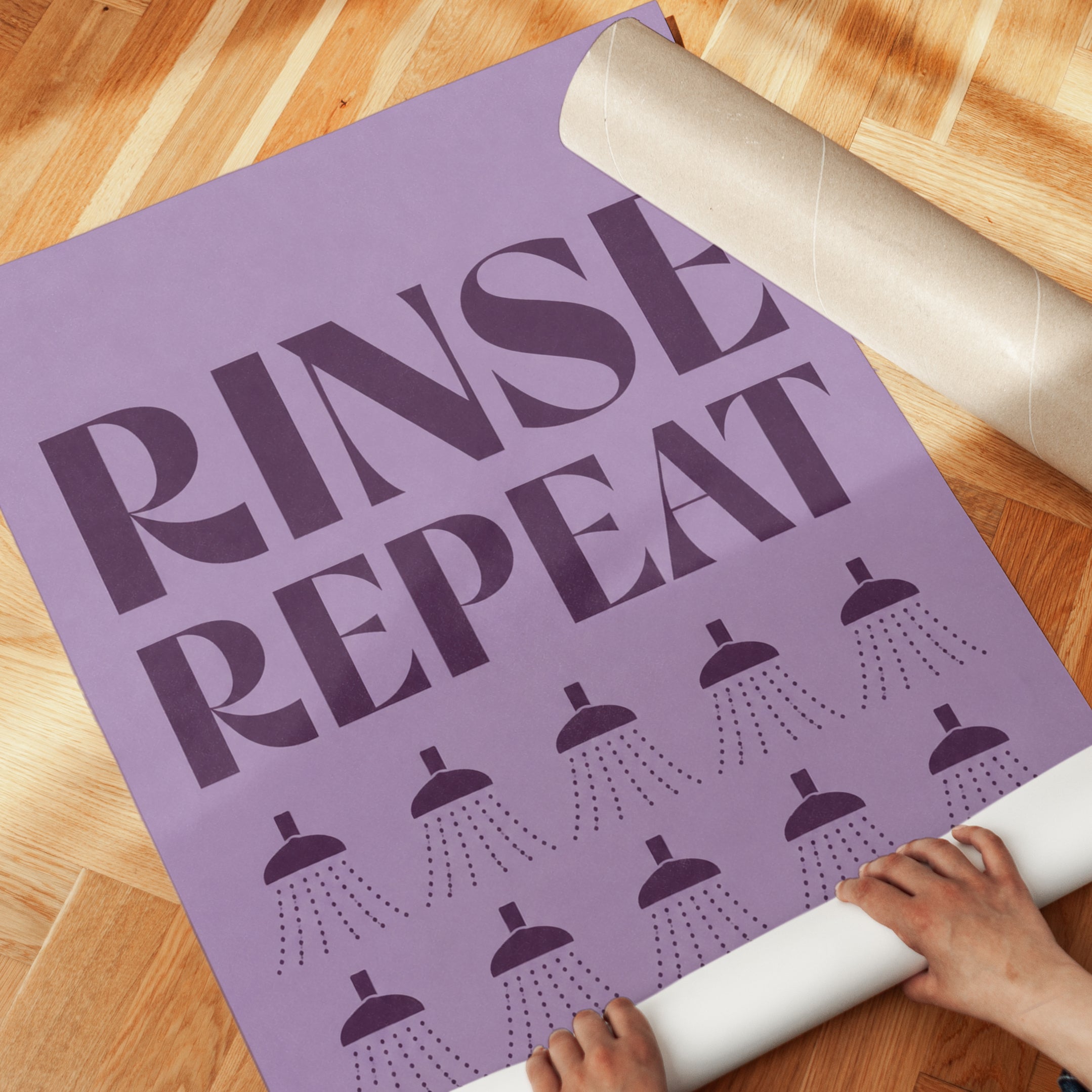 Retro Bathroom Print – Rinse Repeat Typography - detail