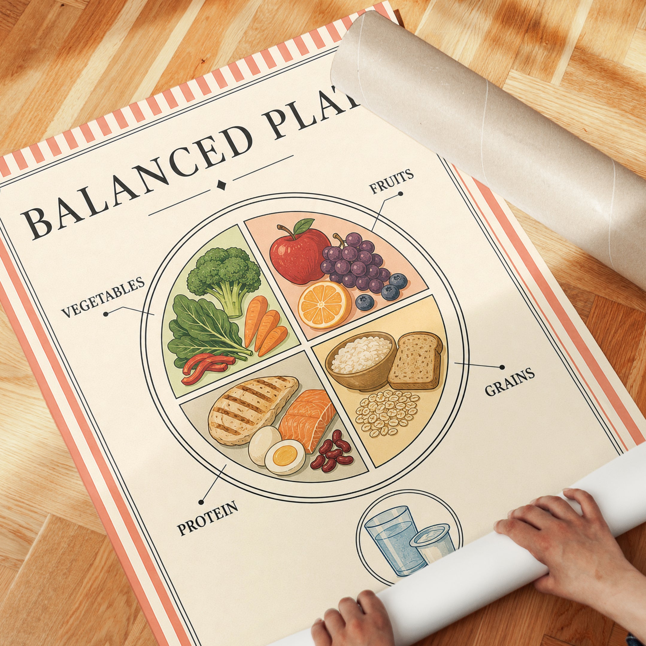 Nutrition Poster – Balanced Plate Wall Art - detail