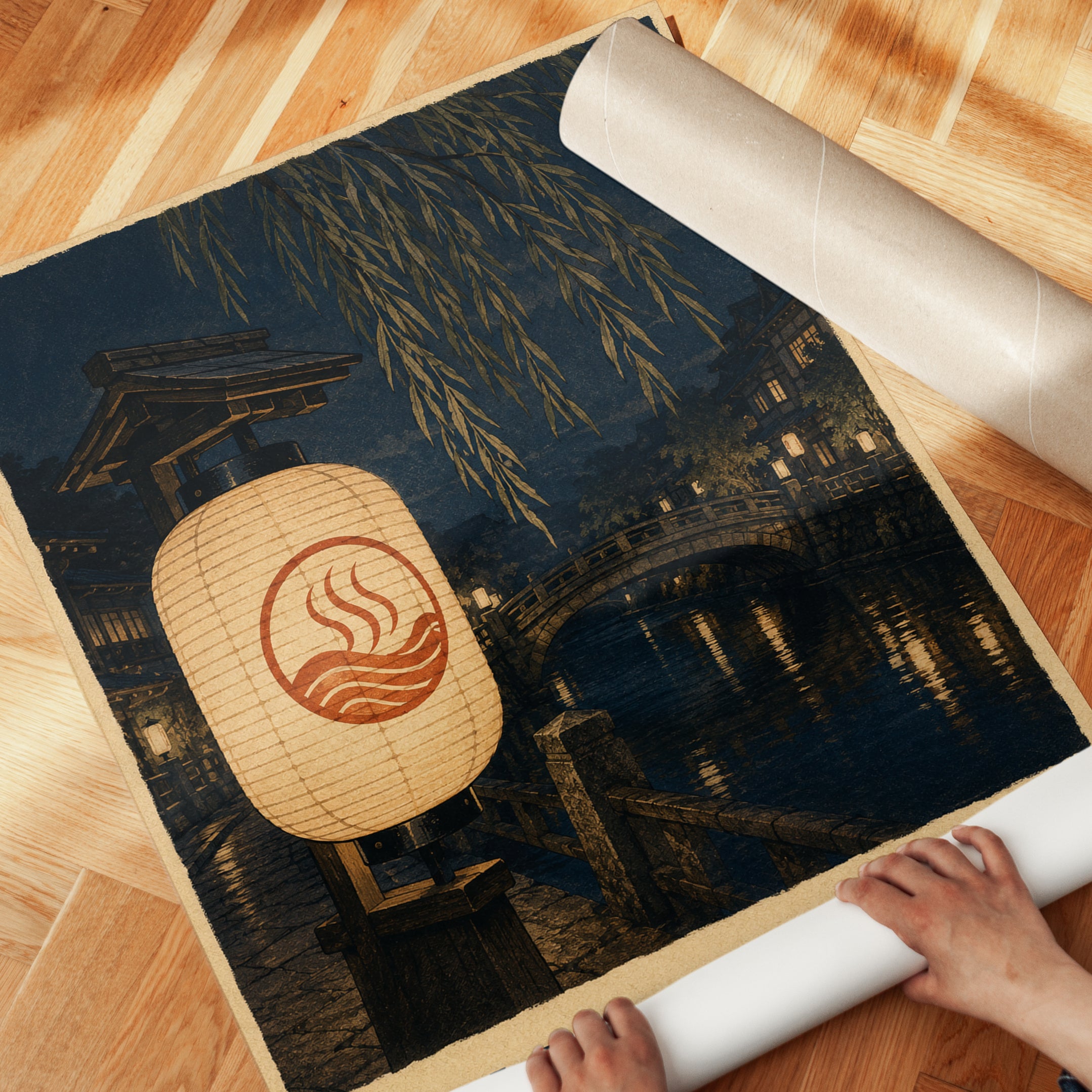 Japanese Travel Poster – Kinosaki Onsen Print - detail