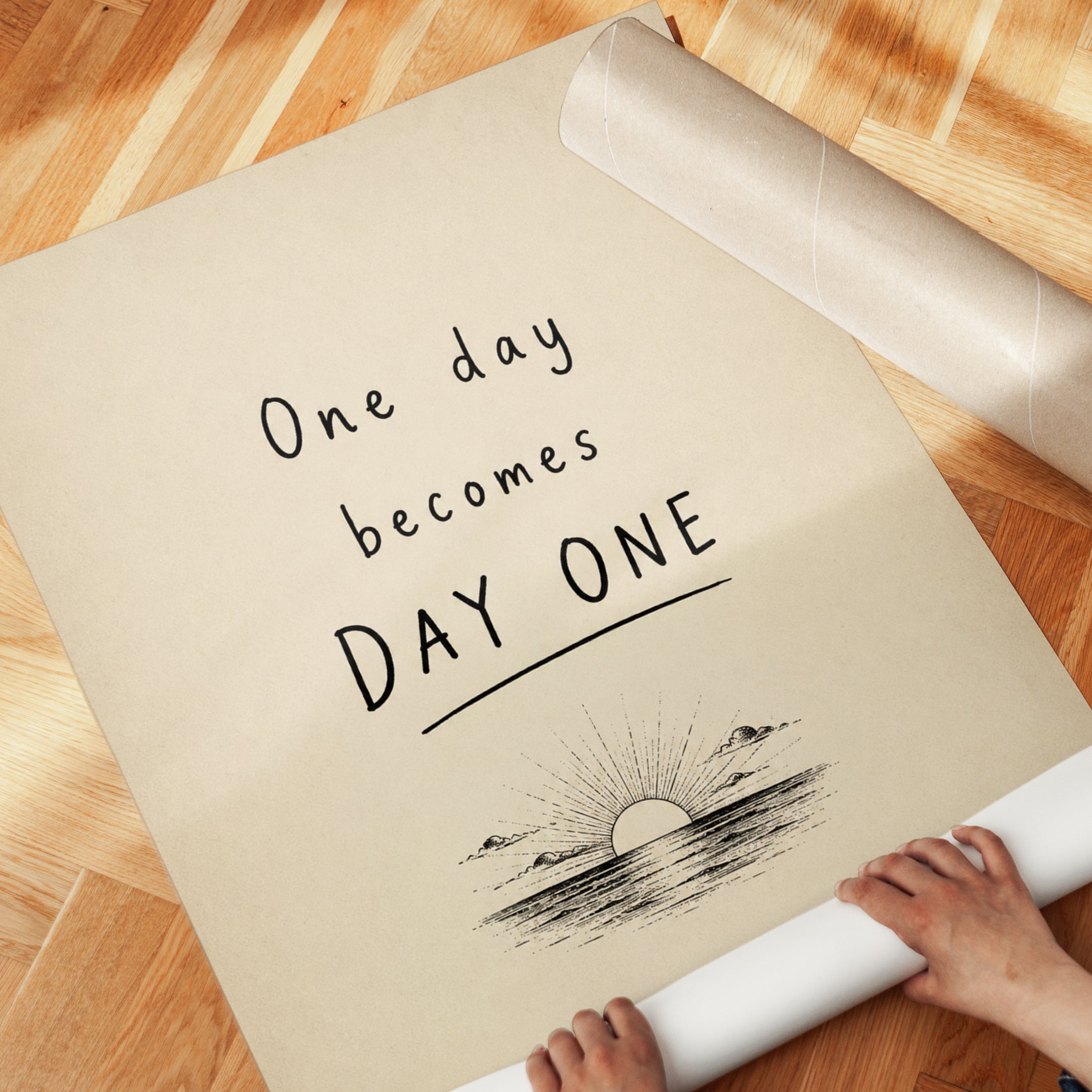 Motivational Quote Print – Sunrise Illustration - detail