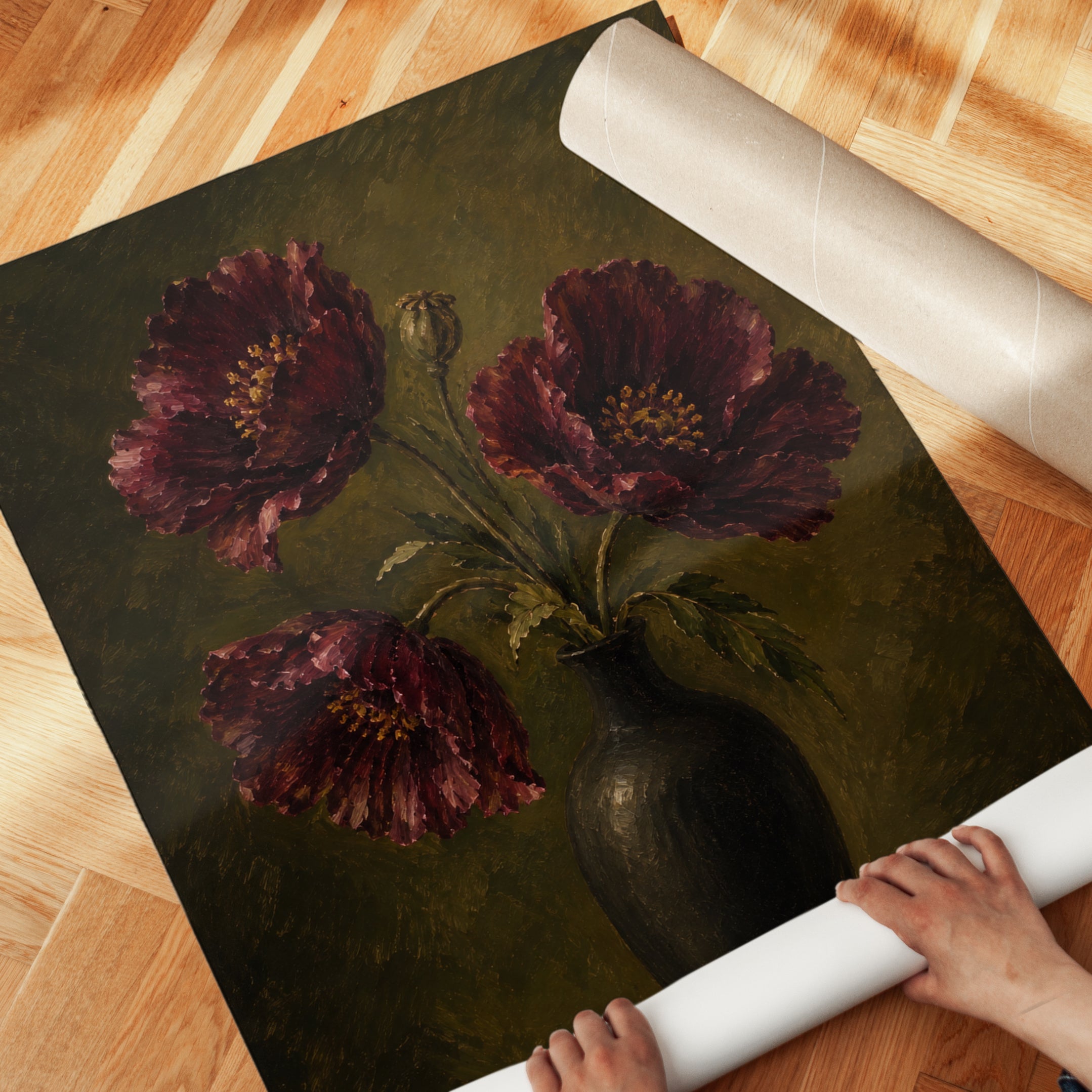 Dark Floral Wall Art – Vintage Botanical Print - detail