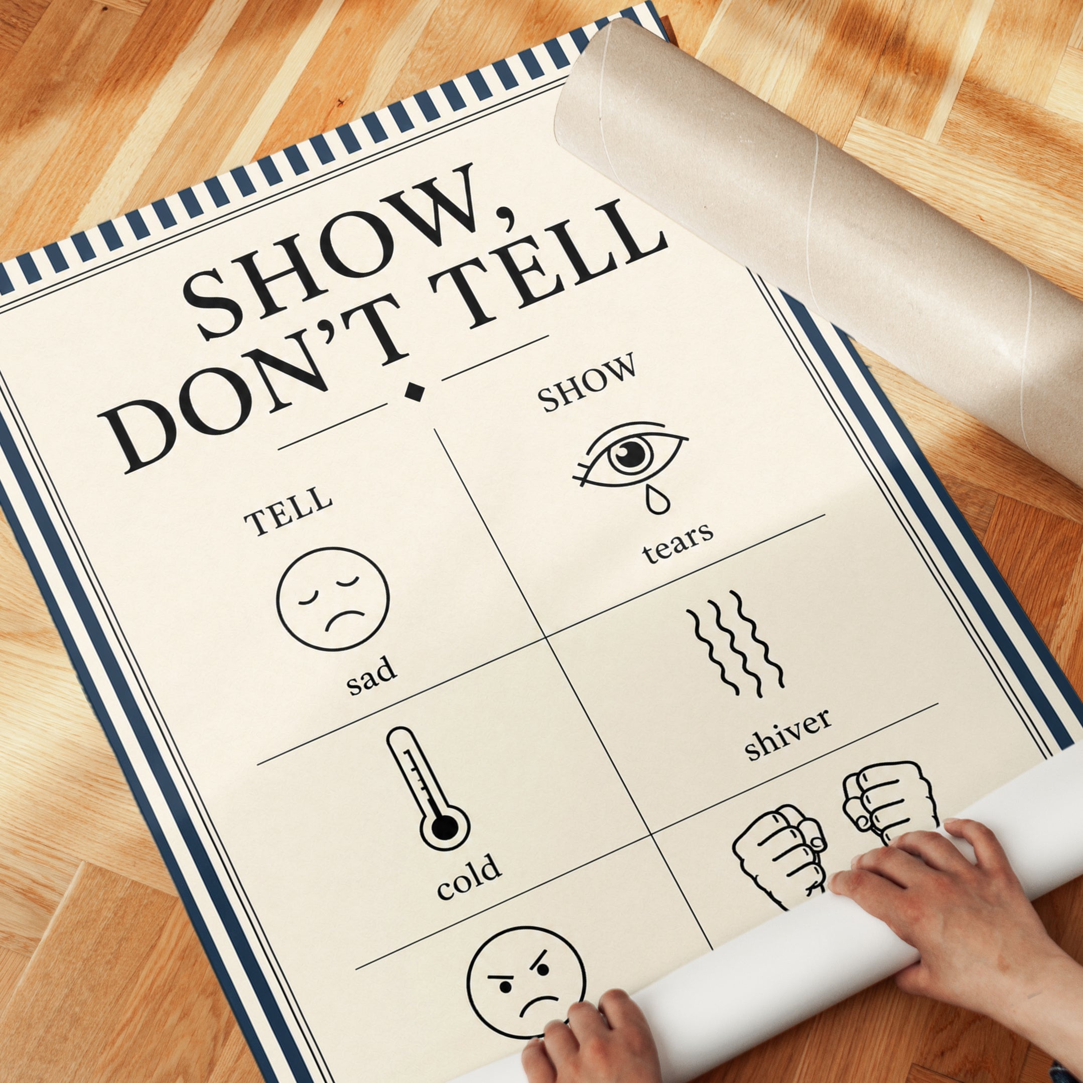 Show Don't Tell Writing Guide: Vintage Educational Poster - detail