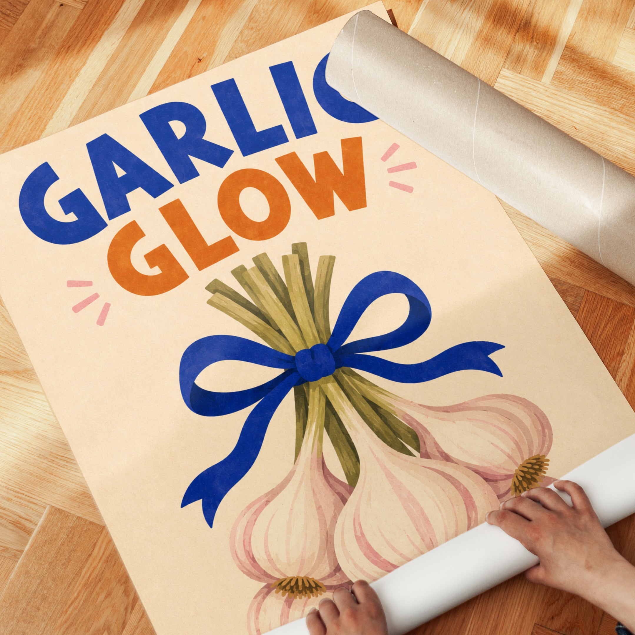 Garlic Kitchen Wall Art – Retro Food Poster - detail