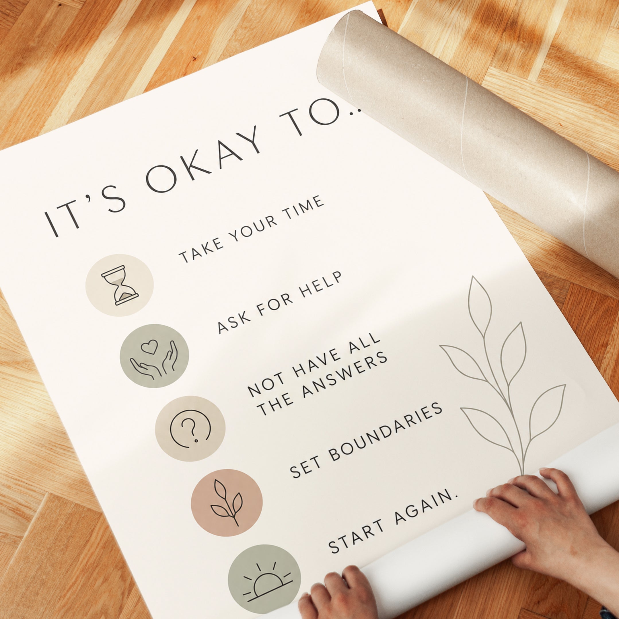 Mental Health Affirmation Print: Calming Self-Care Reminders - detail