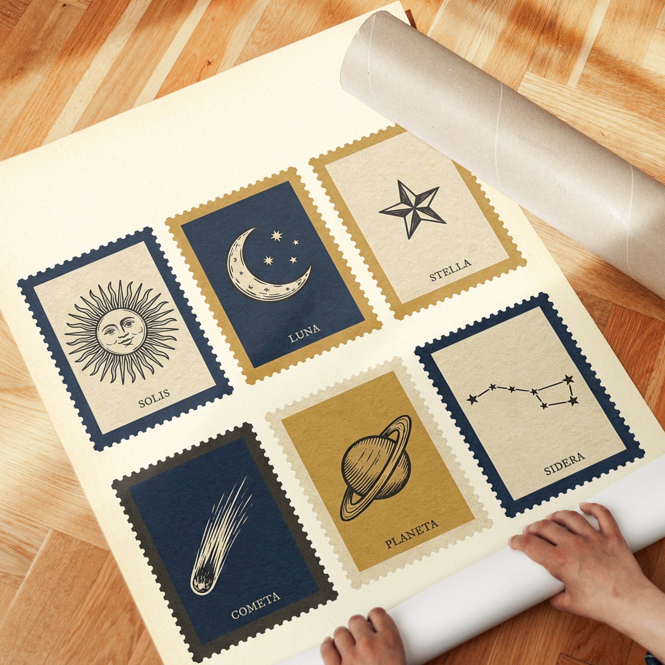 Celestial Postage Stamp Print - detail