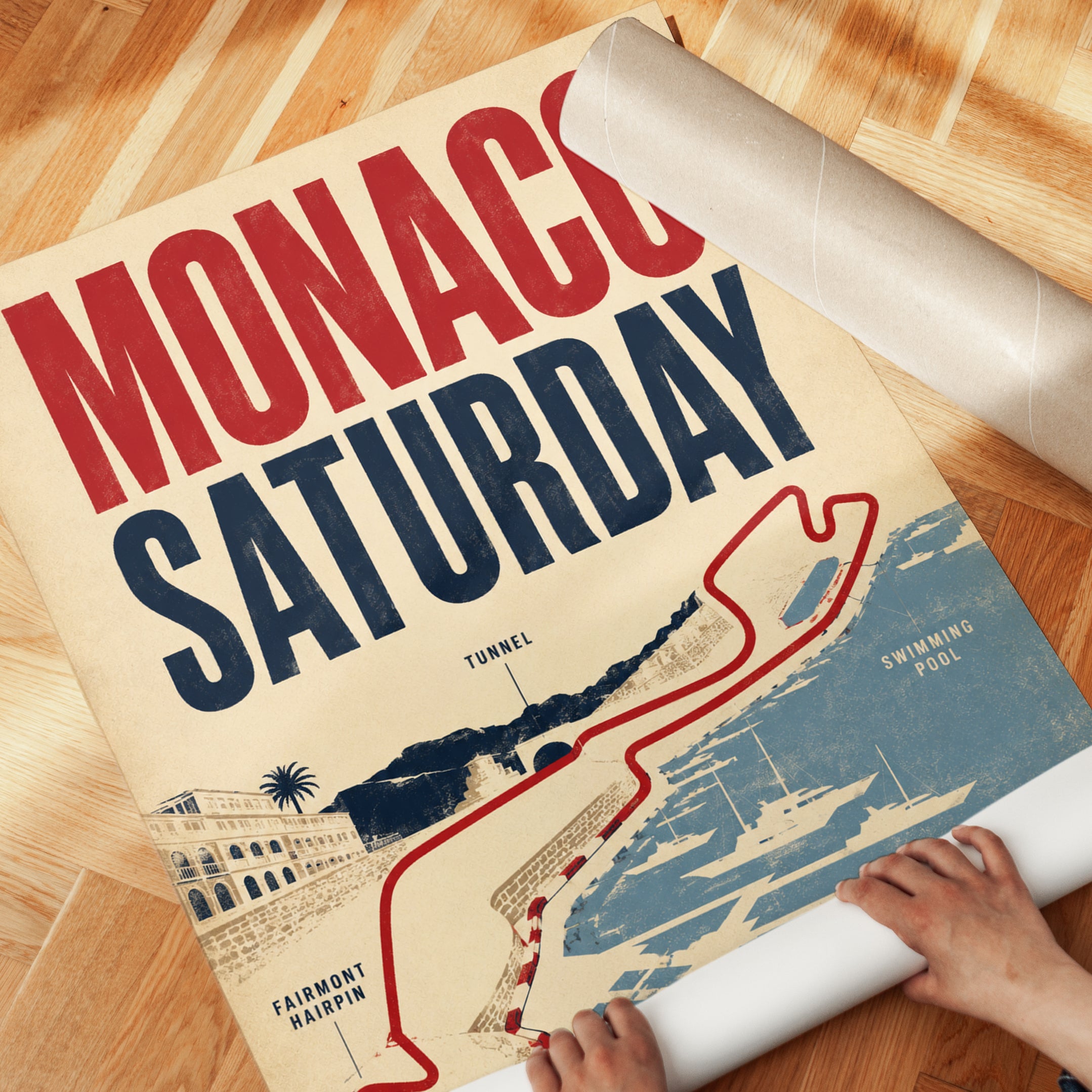Monaco Grand Prix Poster – Vintage Racing Print - detail