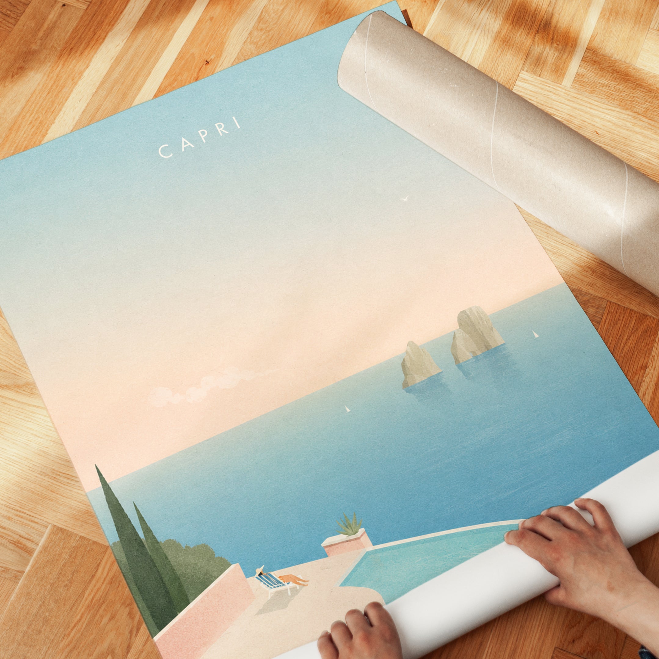 Capri Coast Art Print: Minimalist Italian Mediterranean Sea View - detail