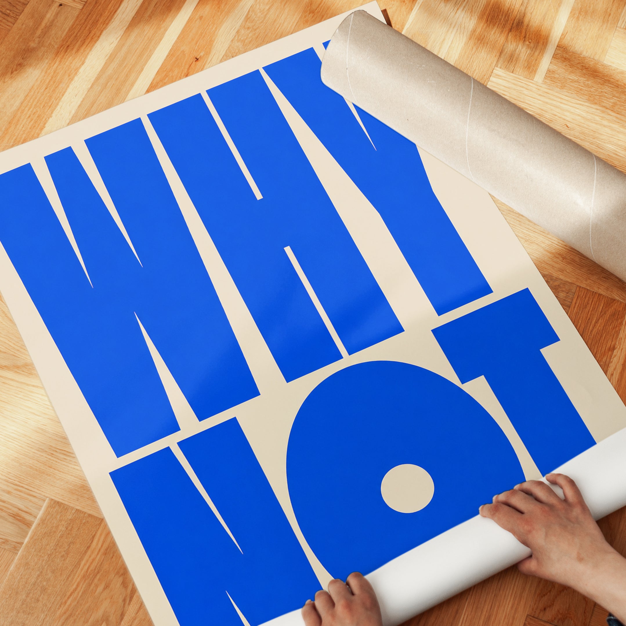 Why Not Typography Print — Bold Blue Motivational Quote - detail