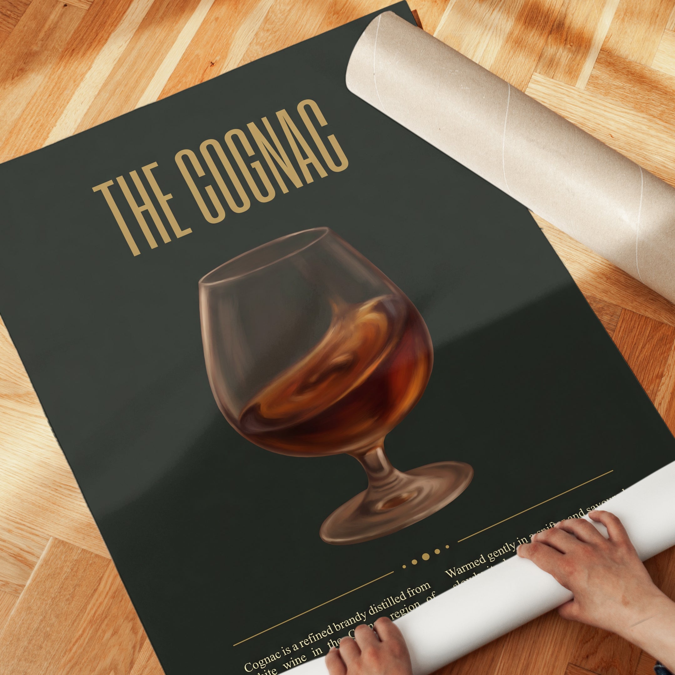 Cognac Print – Vintage Bar Cart Art Deco Poster - detail
