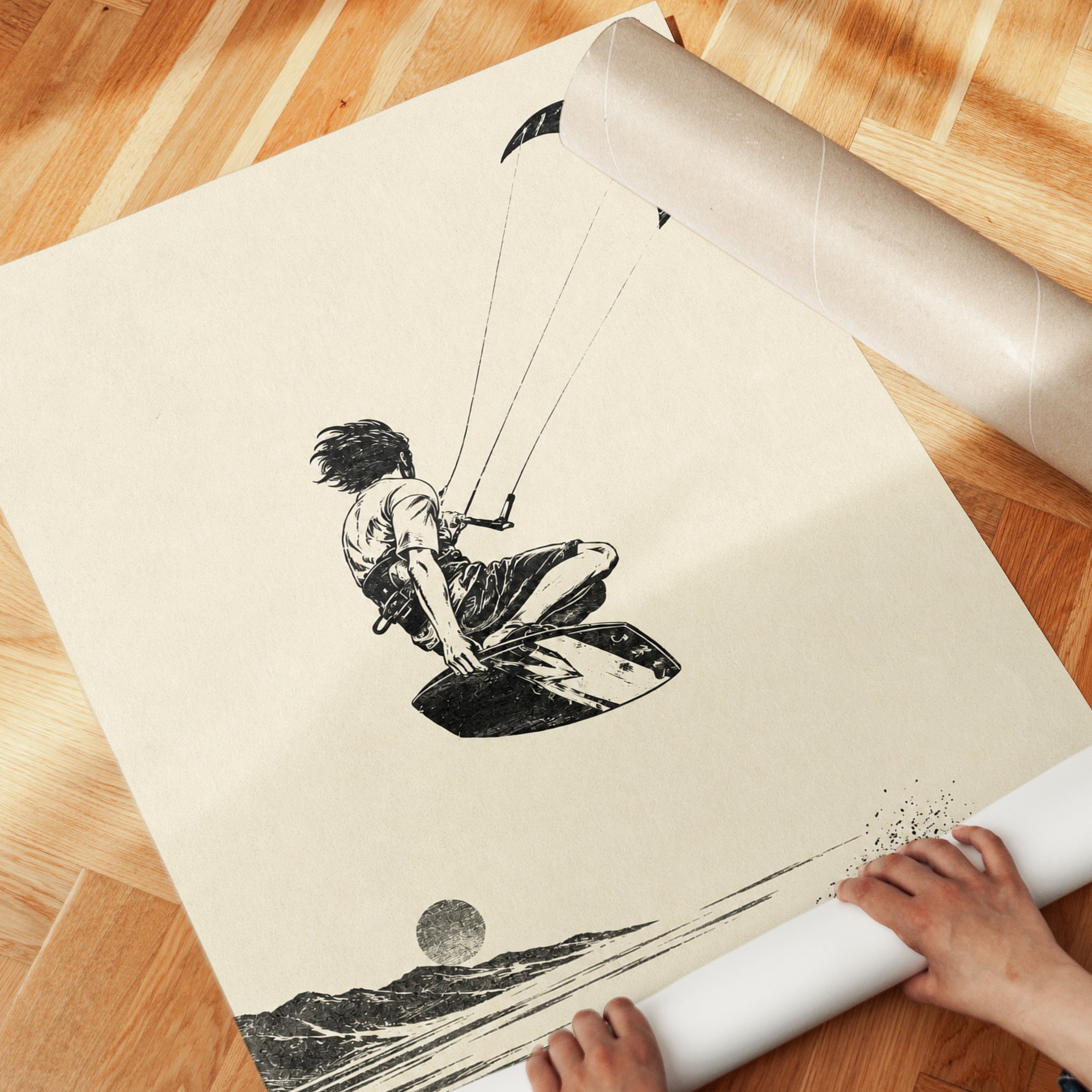 Kitesurfing Wall Art – Extreme Sports Print - detail
