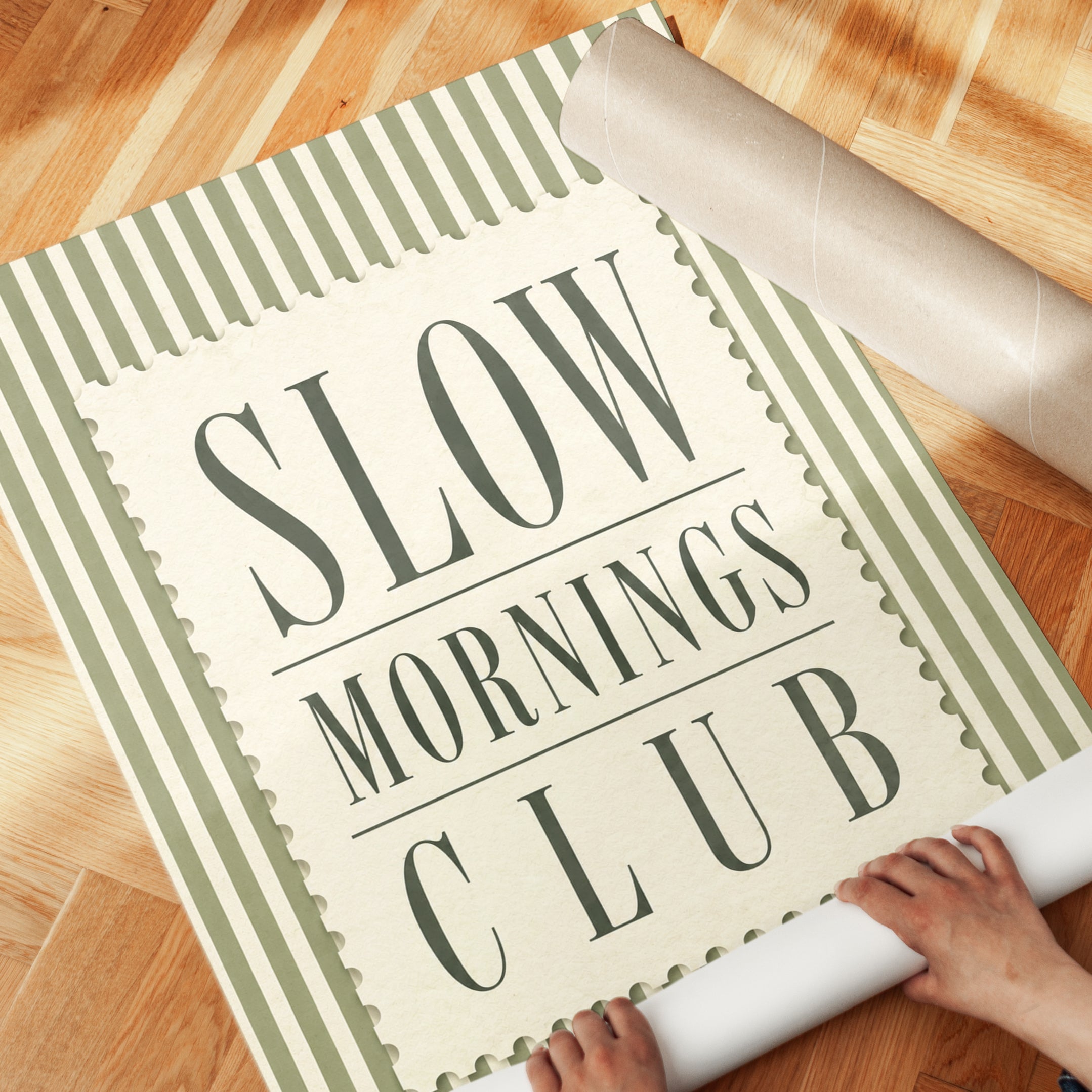 Slow Mornings Wall Art – Vintage Typography Print - detail