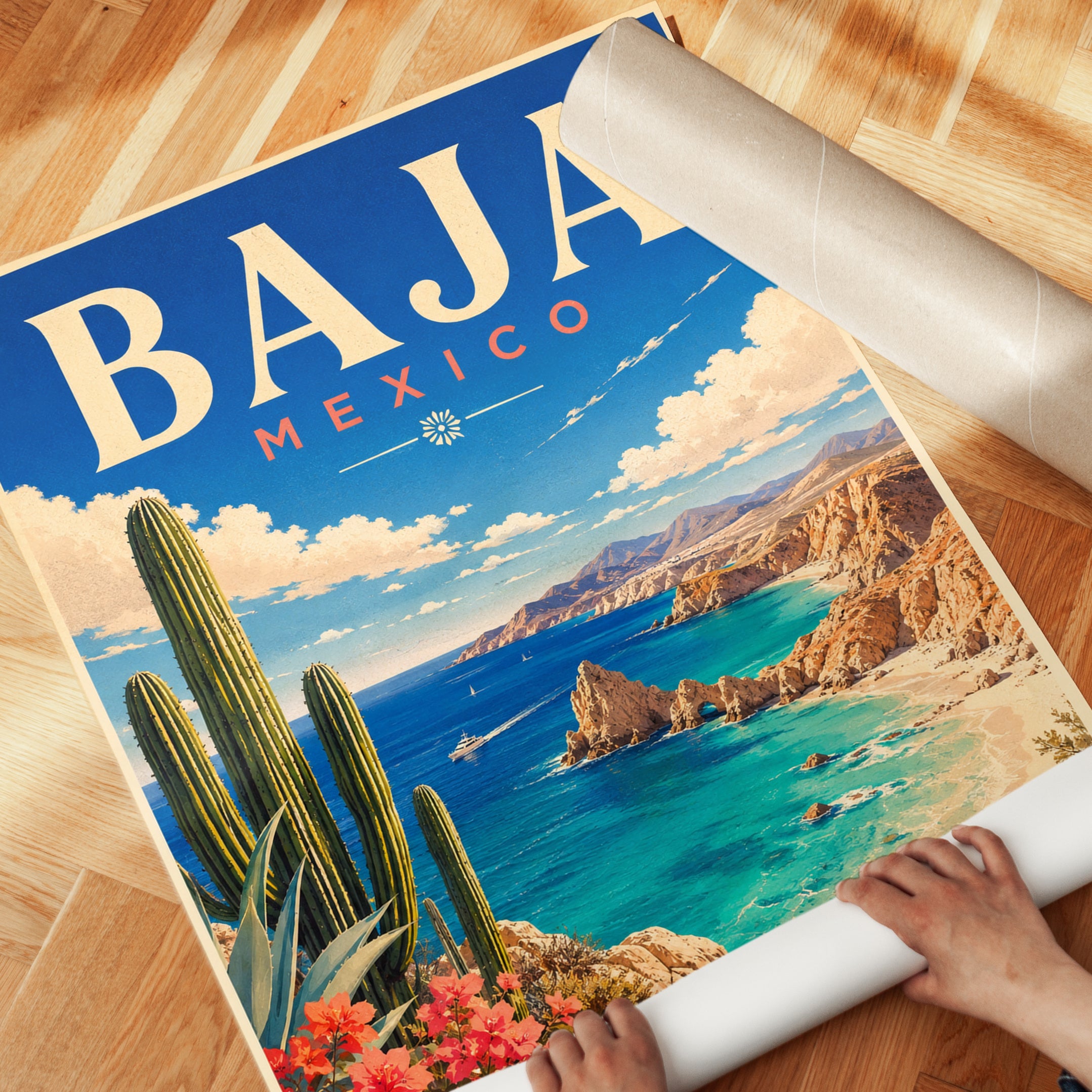 Mexico Travel Poster – Baja California Print - detail