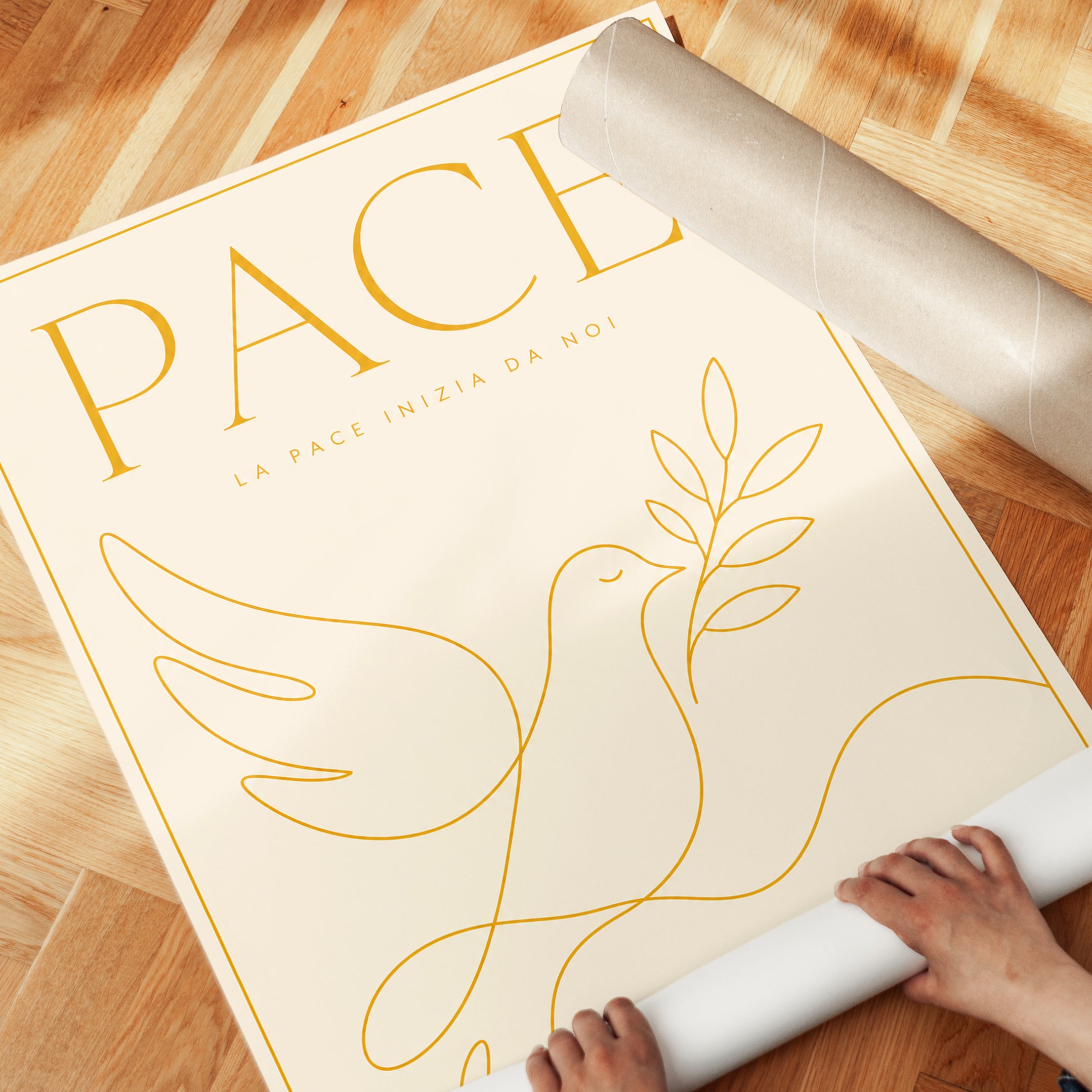 Peace Dove Wall Art – Minimalist Line Art Print - detail