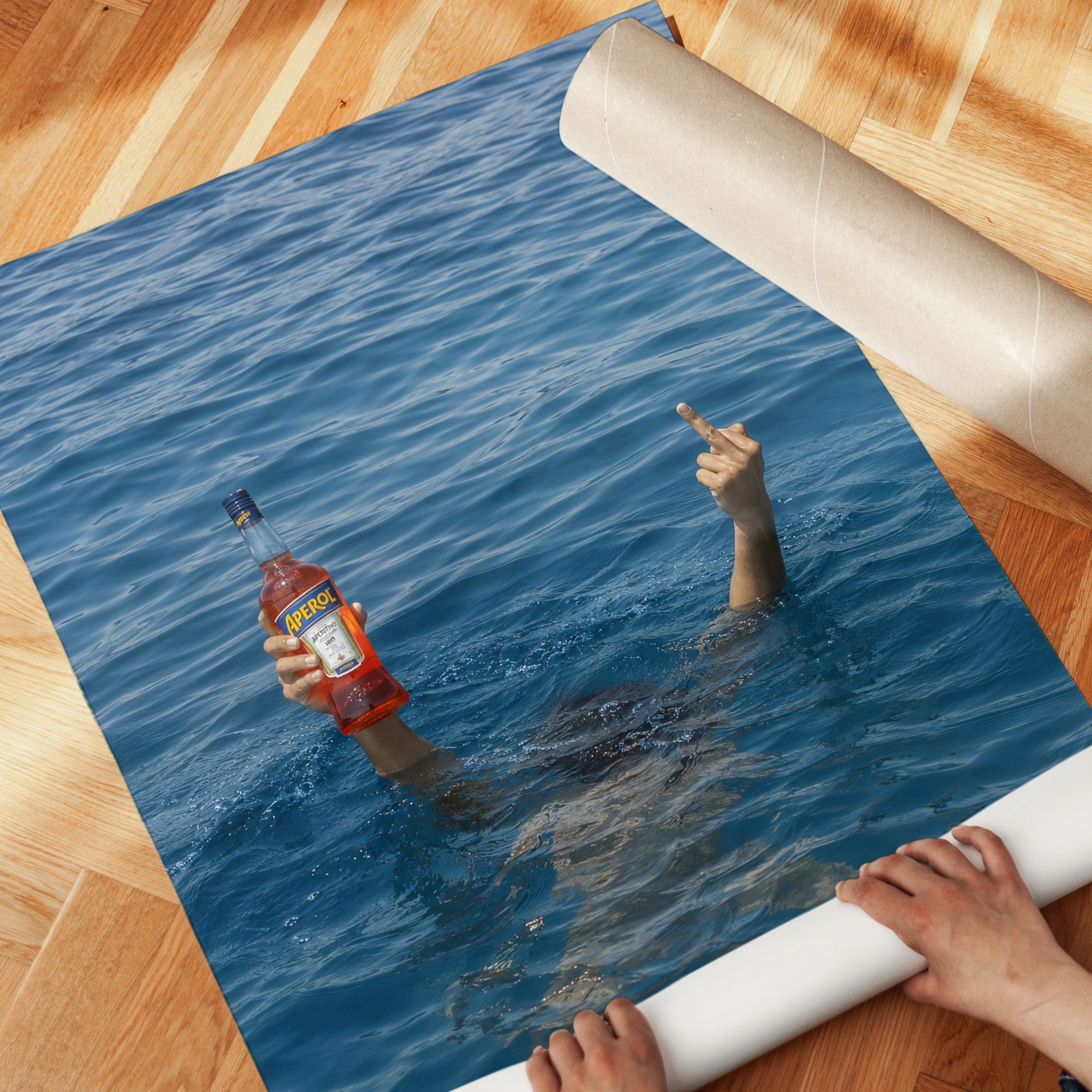 Aperol in Blue Waters Art Print: Contemporary Surreal Photography - detail