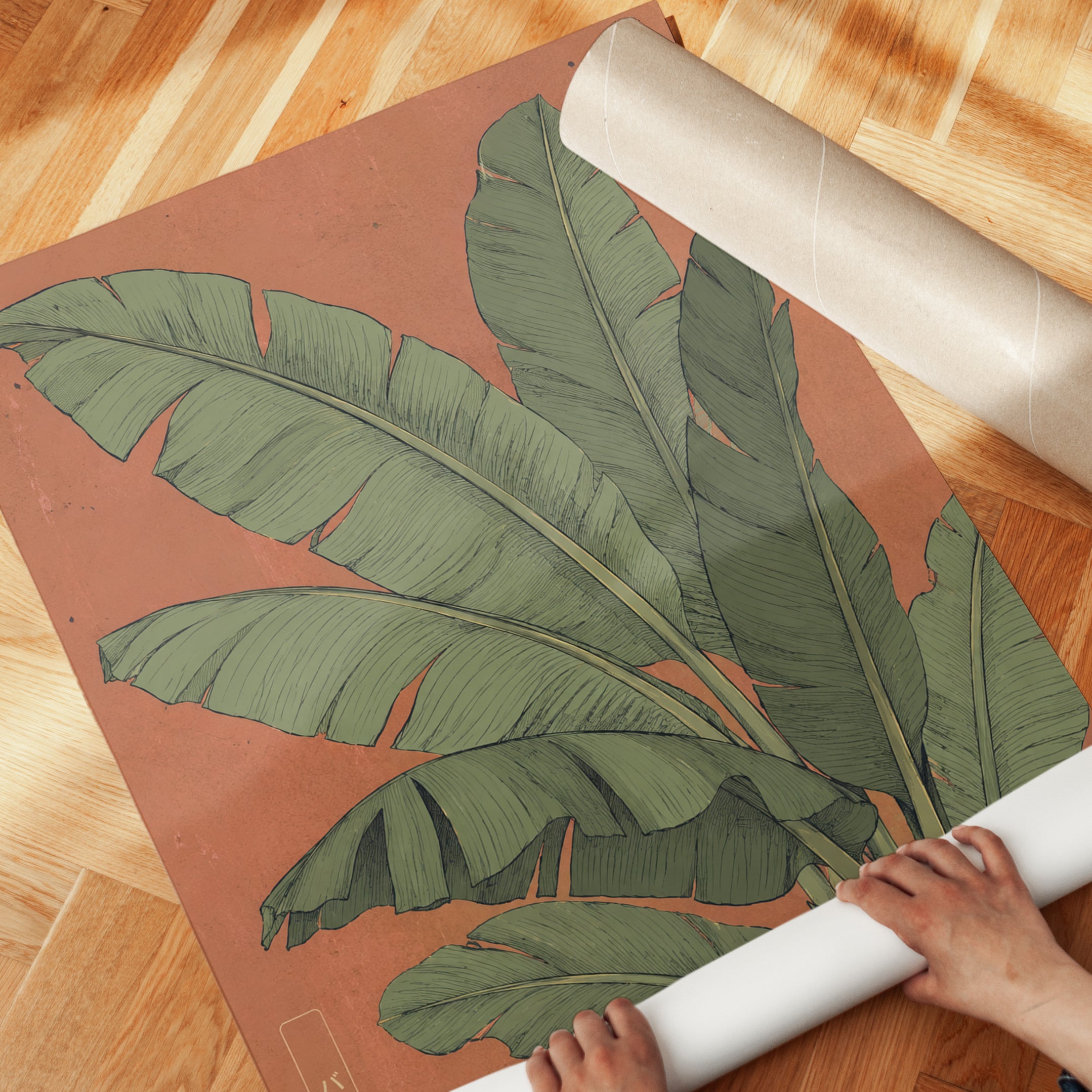 Botanical Banana Leaf Print — Japanese Inspired Tropical Art - detail