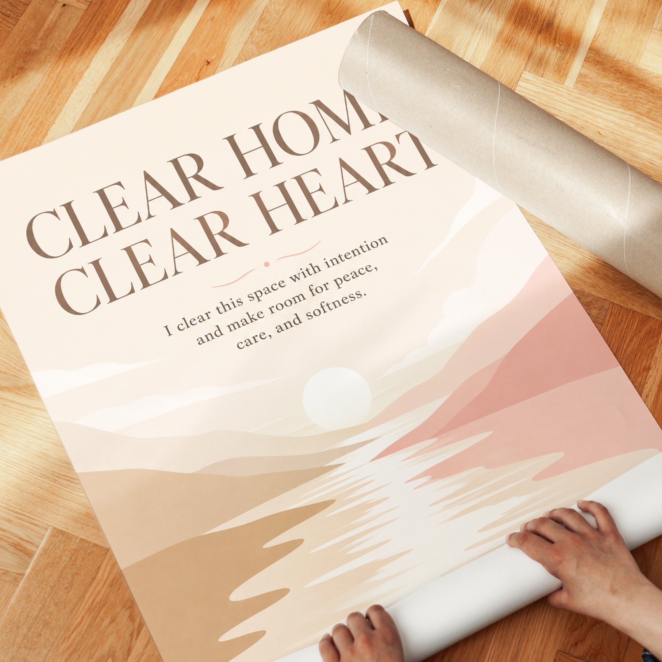 Clear Home Clear Heart Print: Minimalist Coastal Typography Art - detail