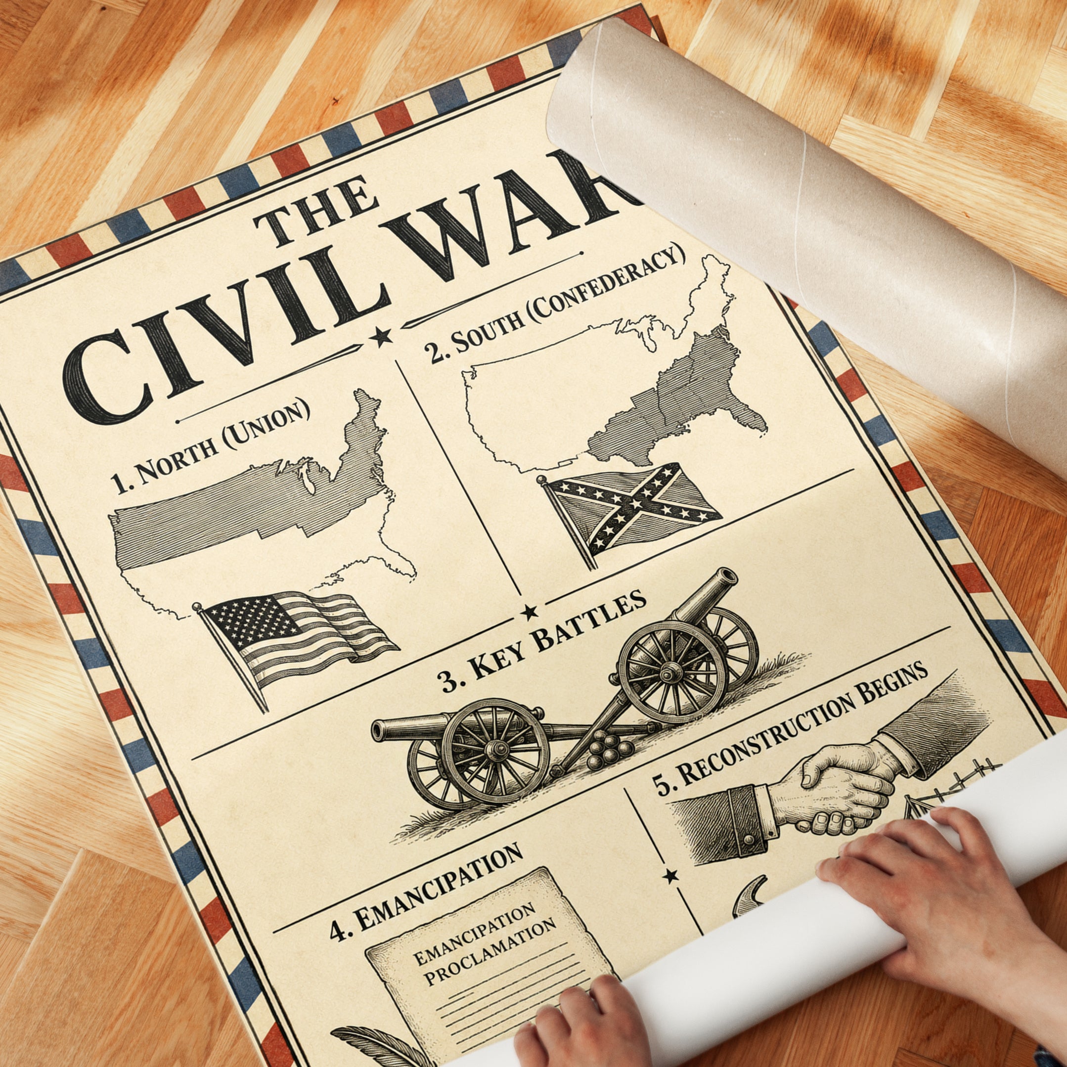Civil War Poster – American History Print - detail