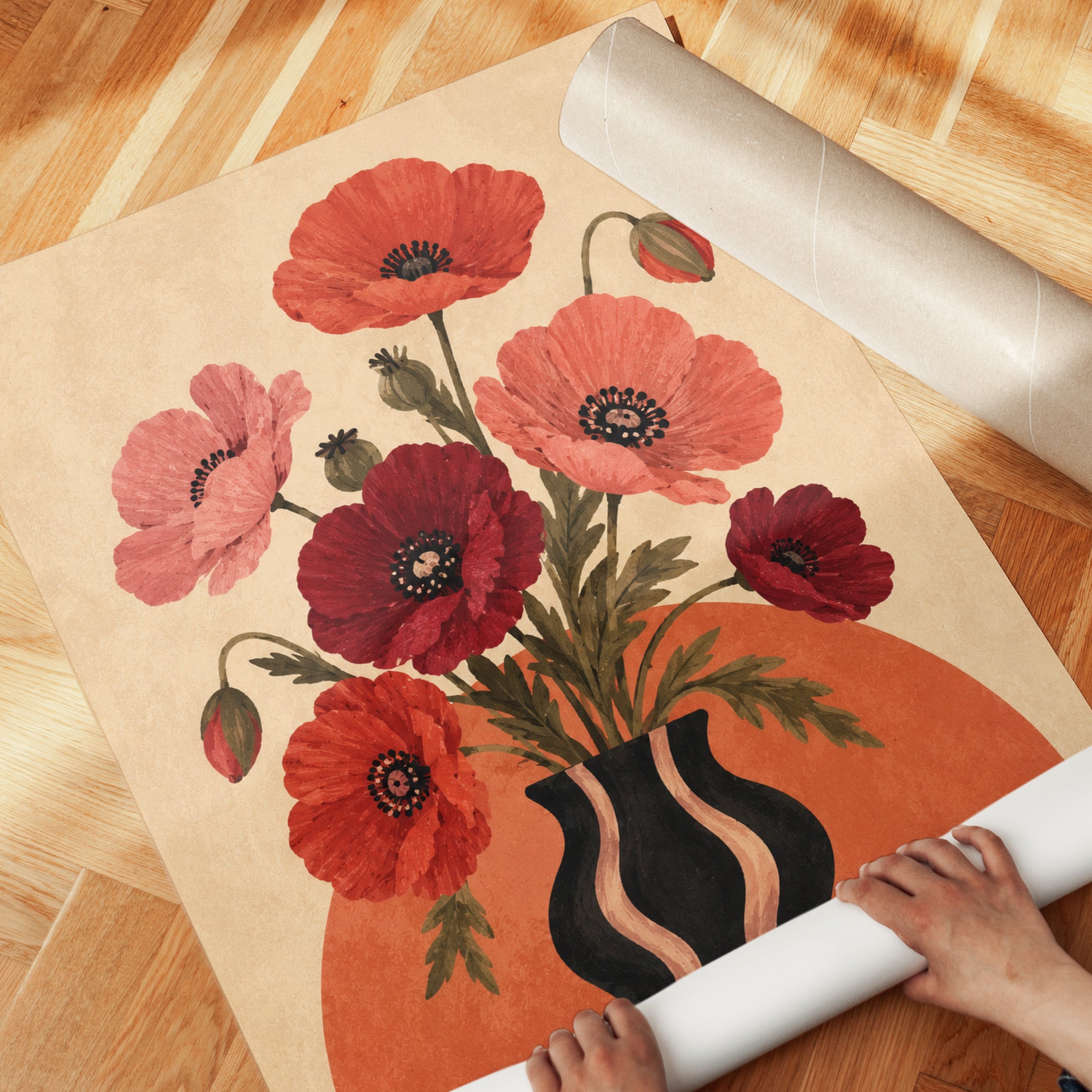 Poppy Flower Wall Art – Vintage Botanical Print - detail