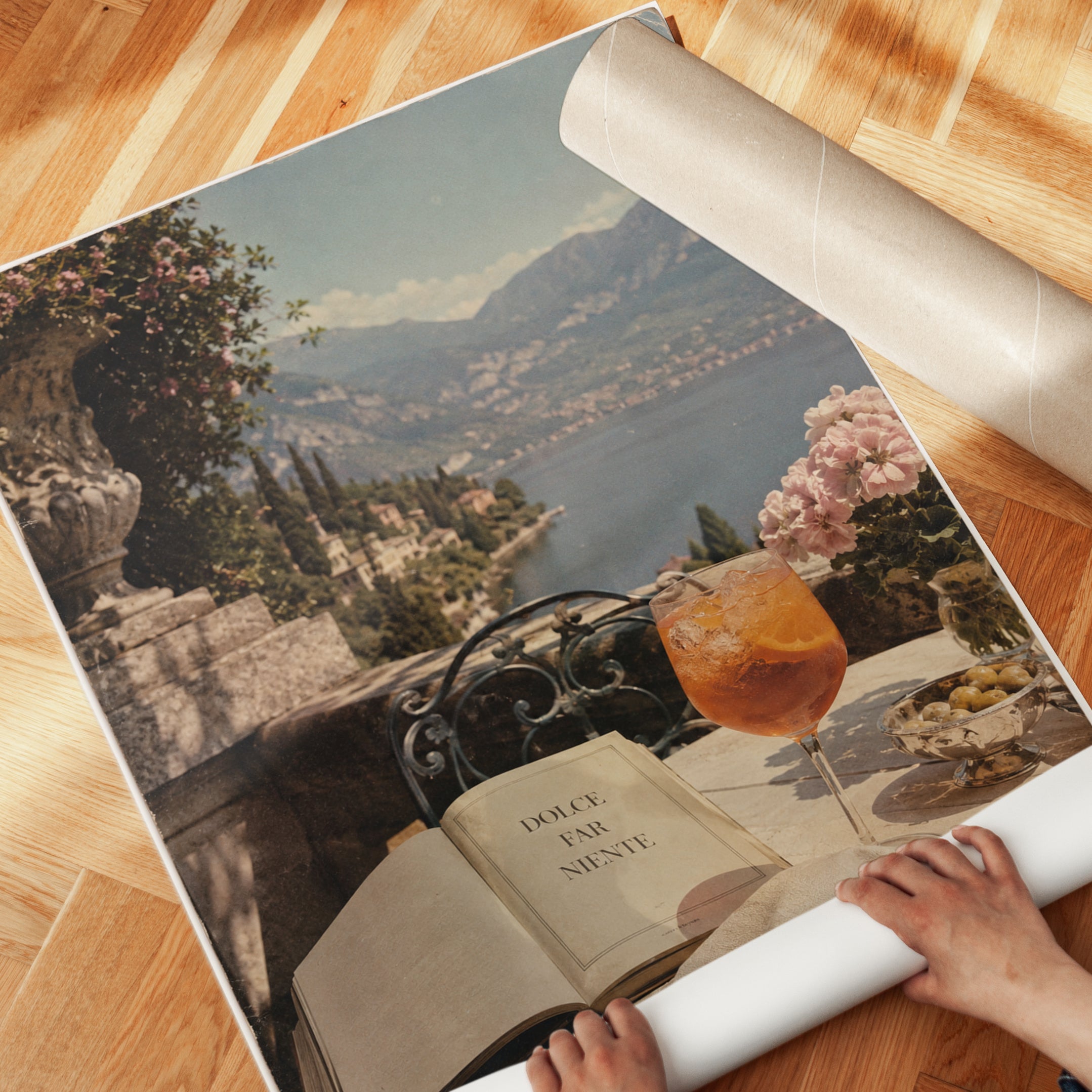 Italian Terrace Print – Lake View Wall Art - detail