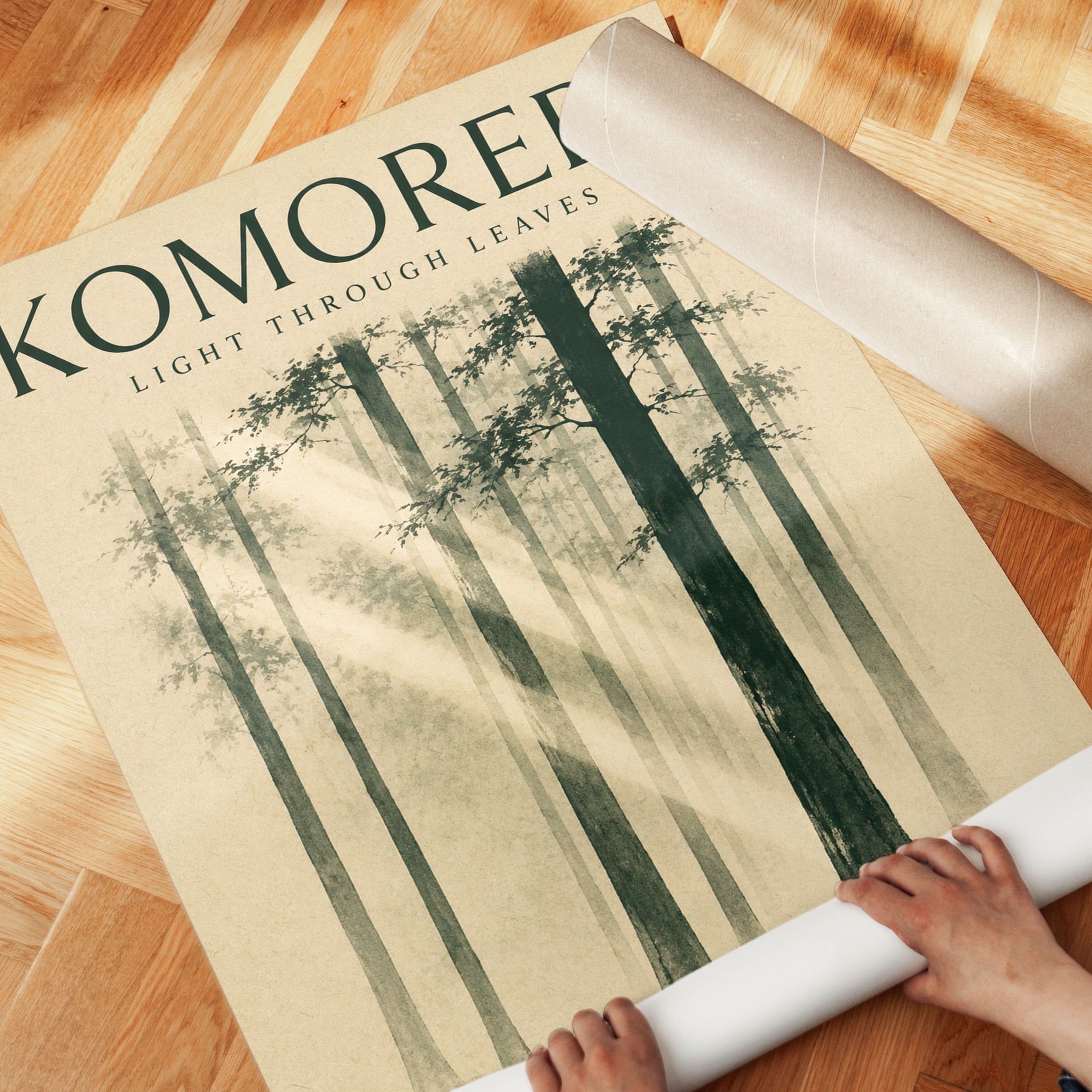 Japanese Forest Wall Art – Komorebi Nature Print - detail