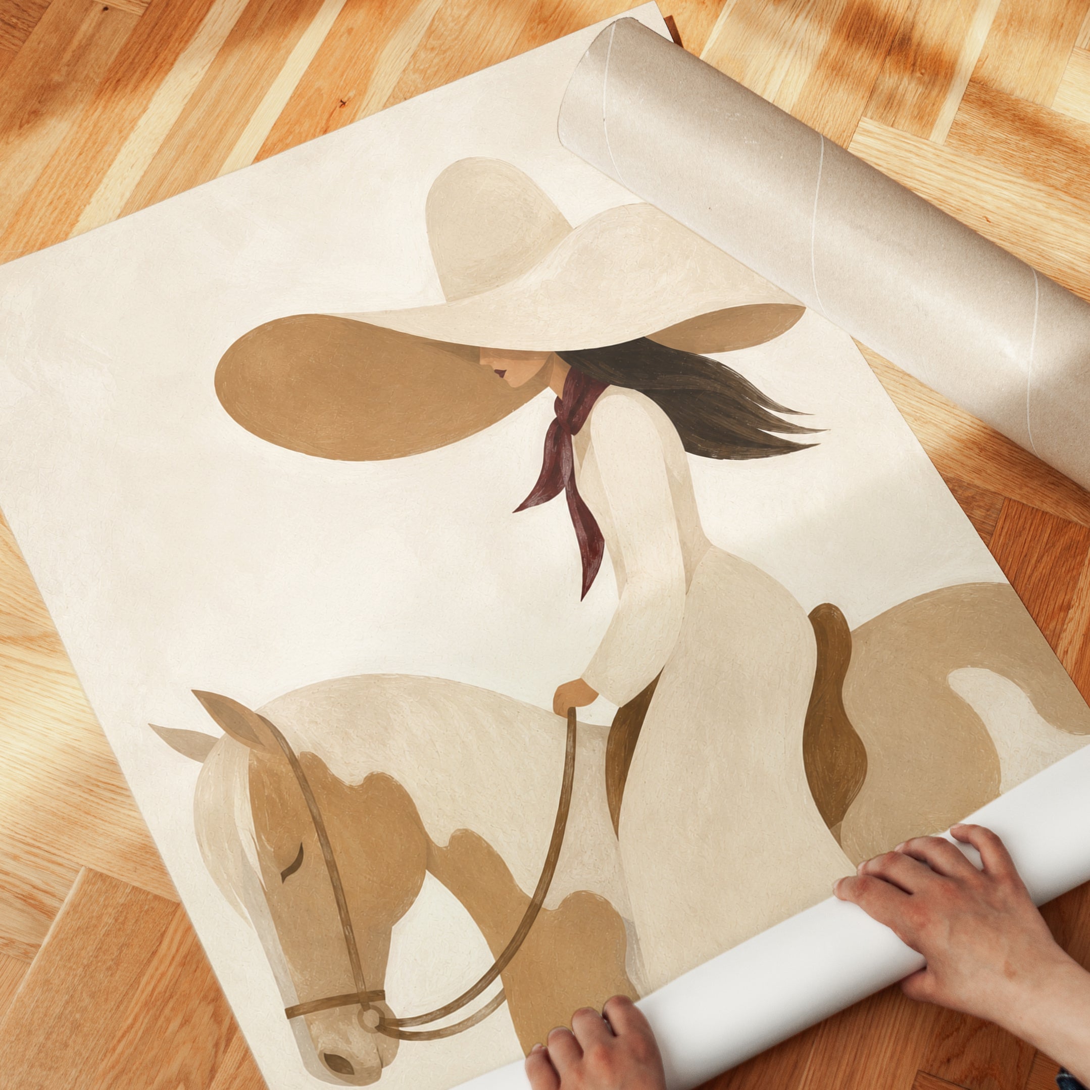 Woman on Horse Print – Equestrian Wall Art - detail